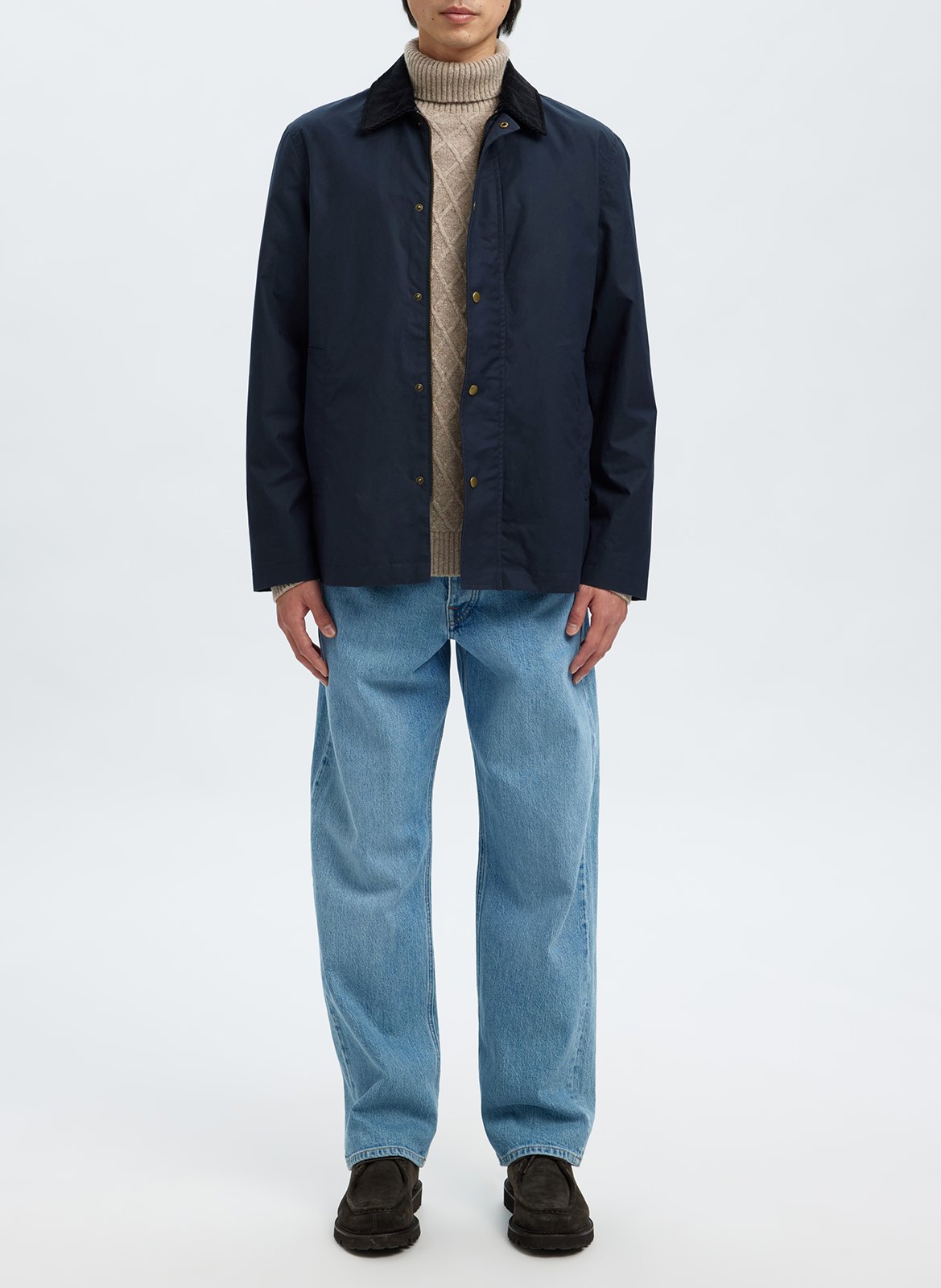 Straight cotton coat with classic collar SELECTED Blue