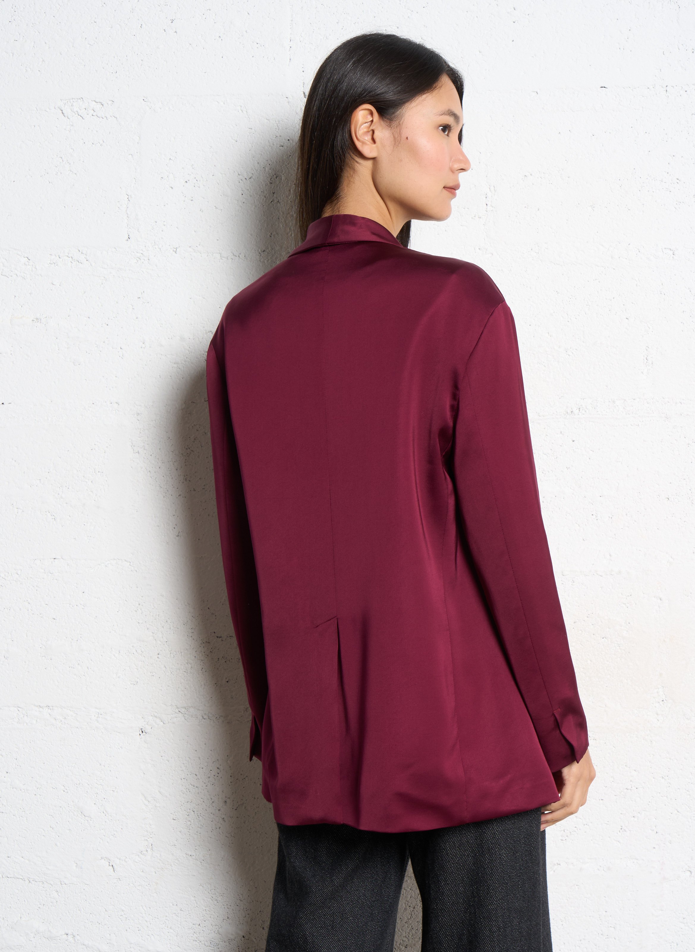 Veste tailleur droite satinée  MOMONI Rouge