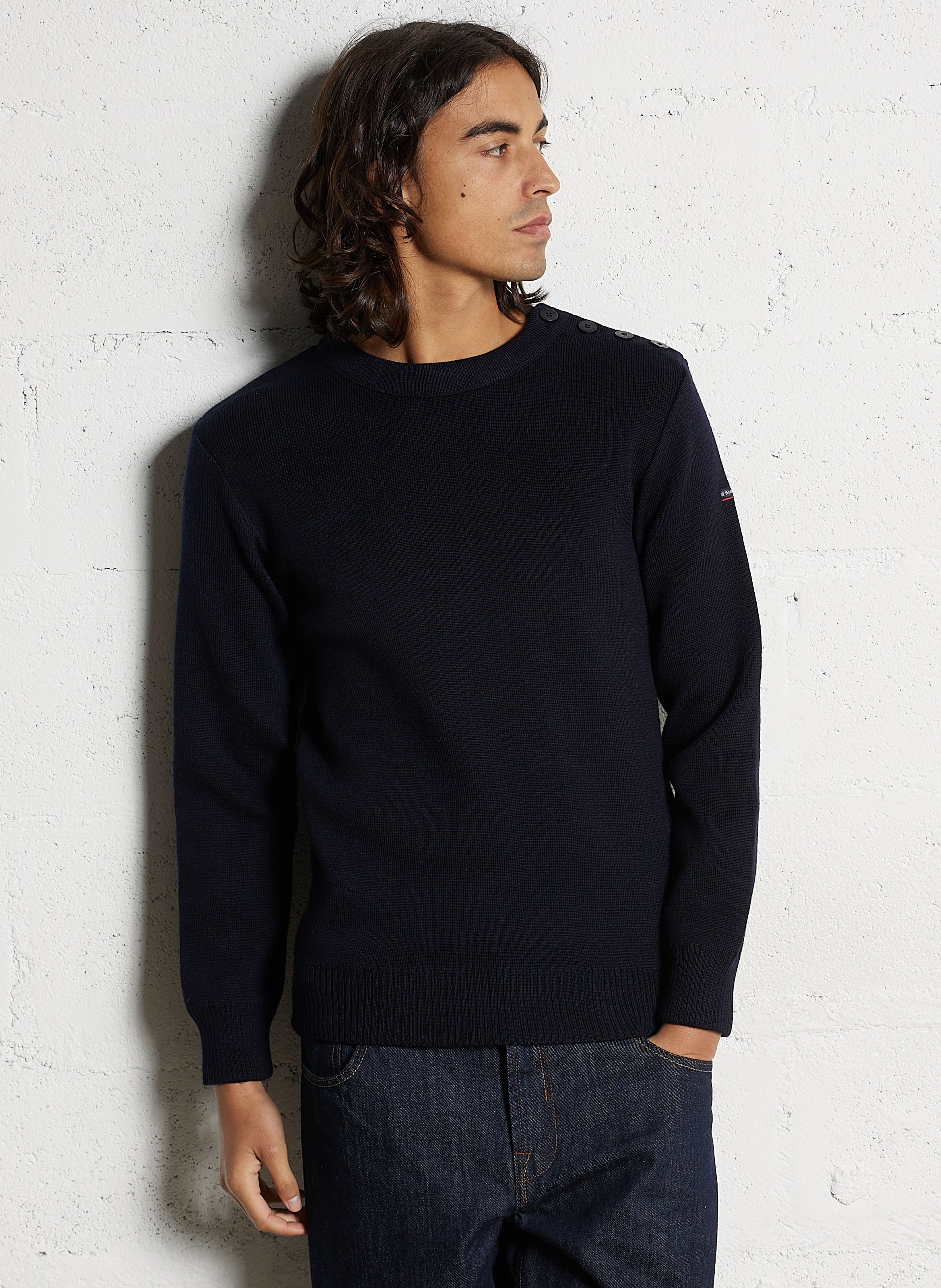 Pull droit col rond en laine ARMOR LUX Bleu