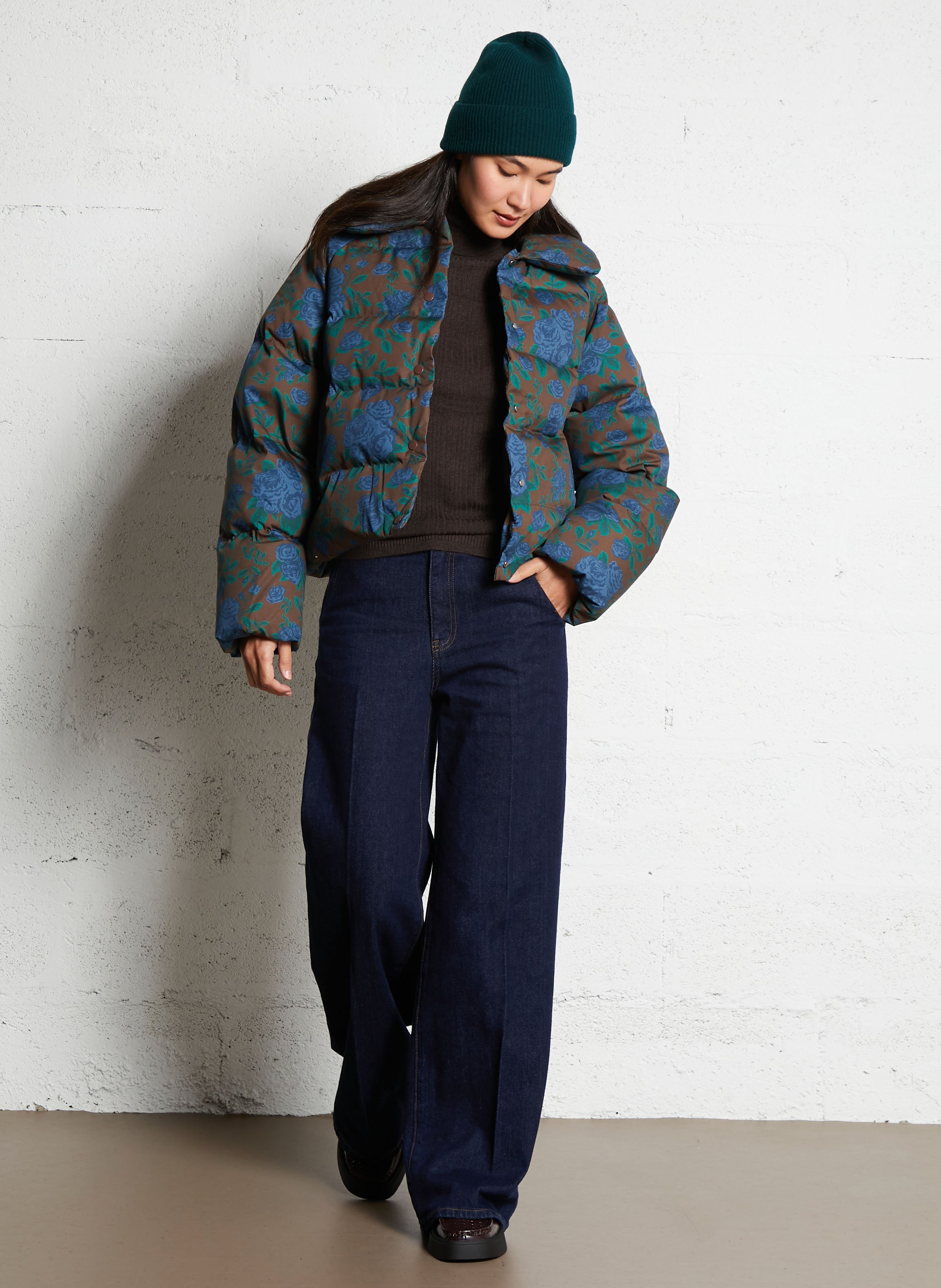 Doudoune matelassée imprimée en coton THE TINY BIG SISTER Marron