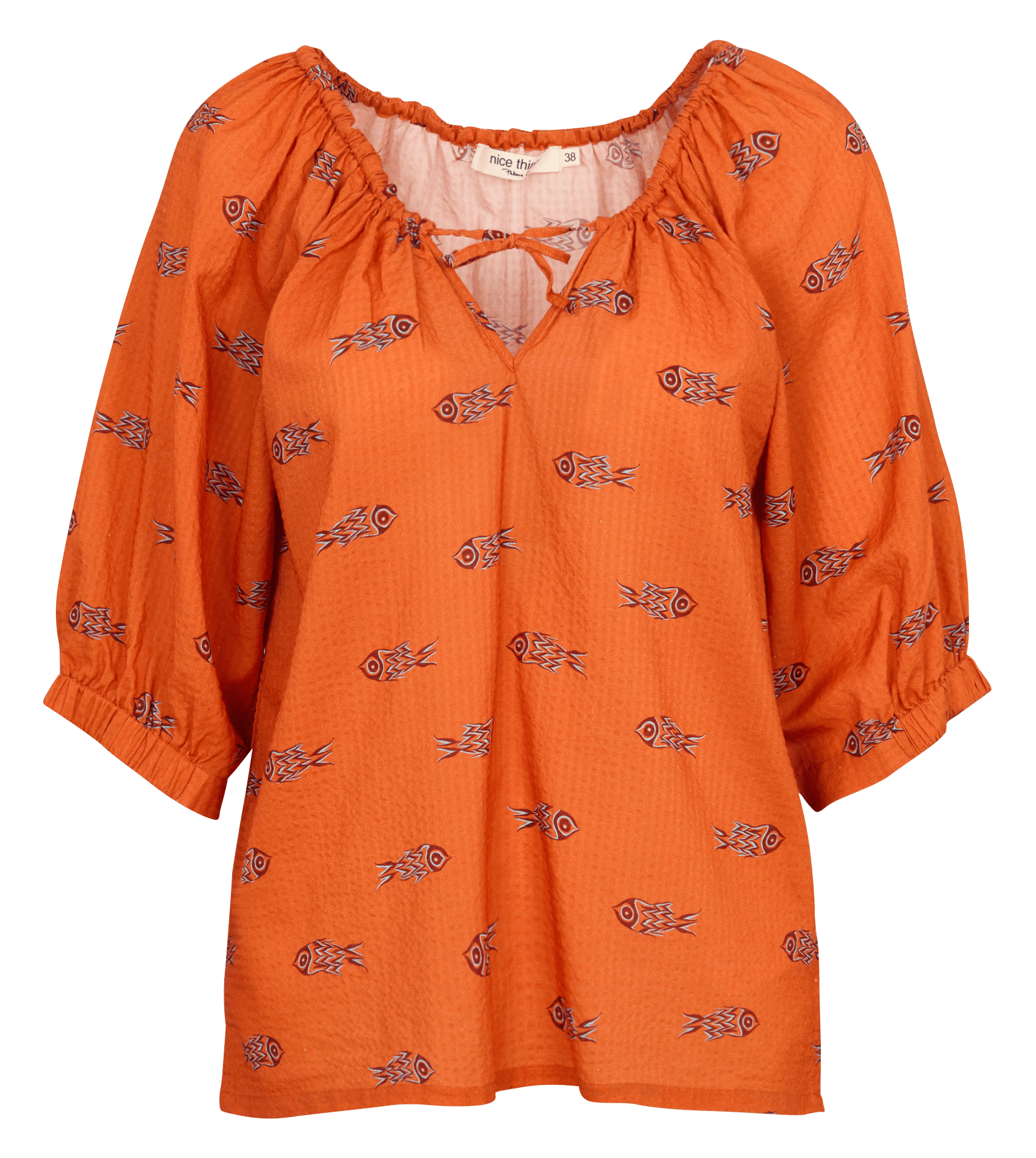 Gedrukte blouse met V-hals NICE THINGS Bruin