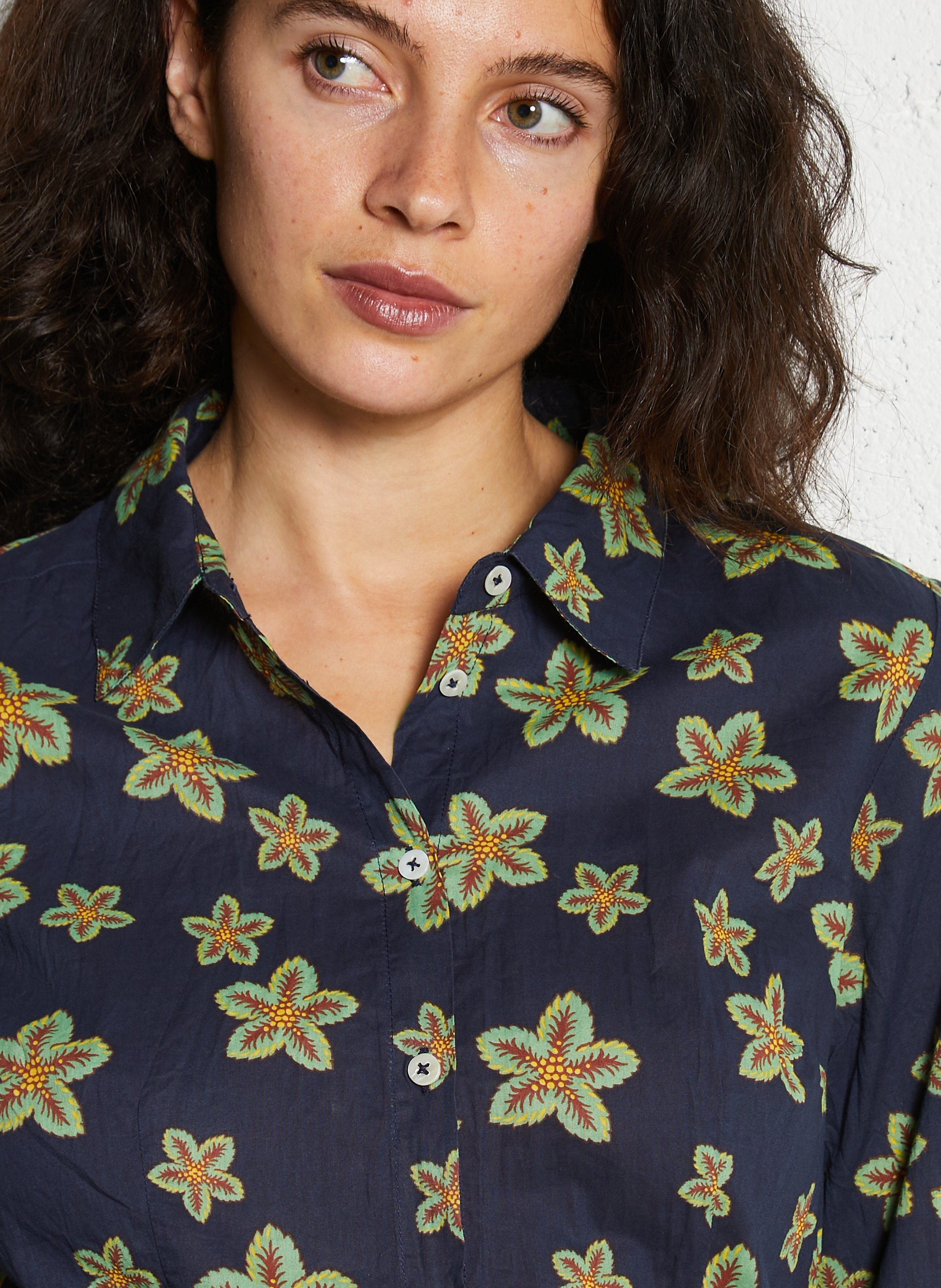 Chemise col classique imprimée en coton NICE THINGS Bleu