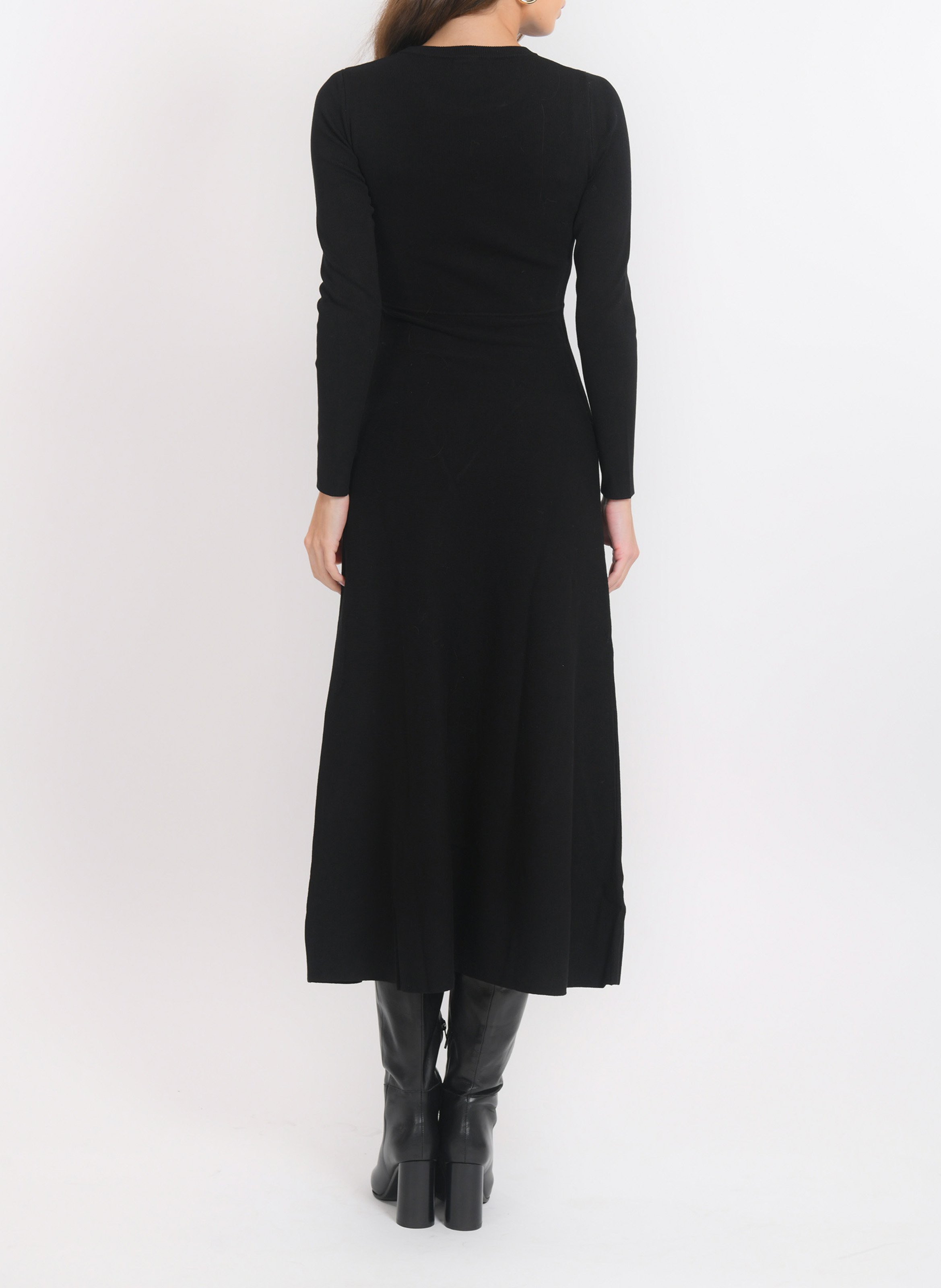 Robe pull longue col V KOOKAI Noir