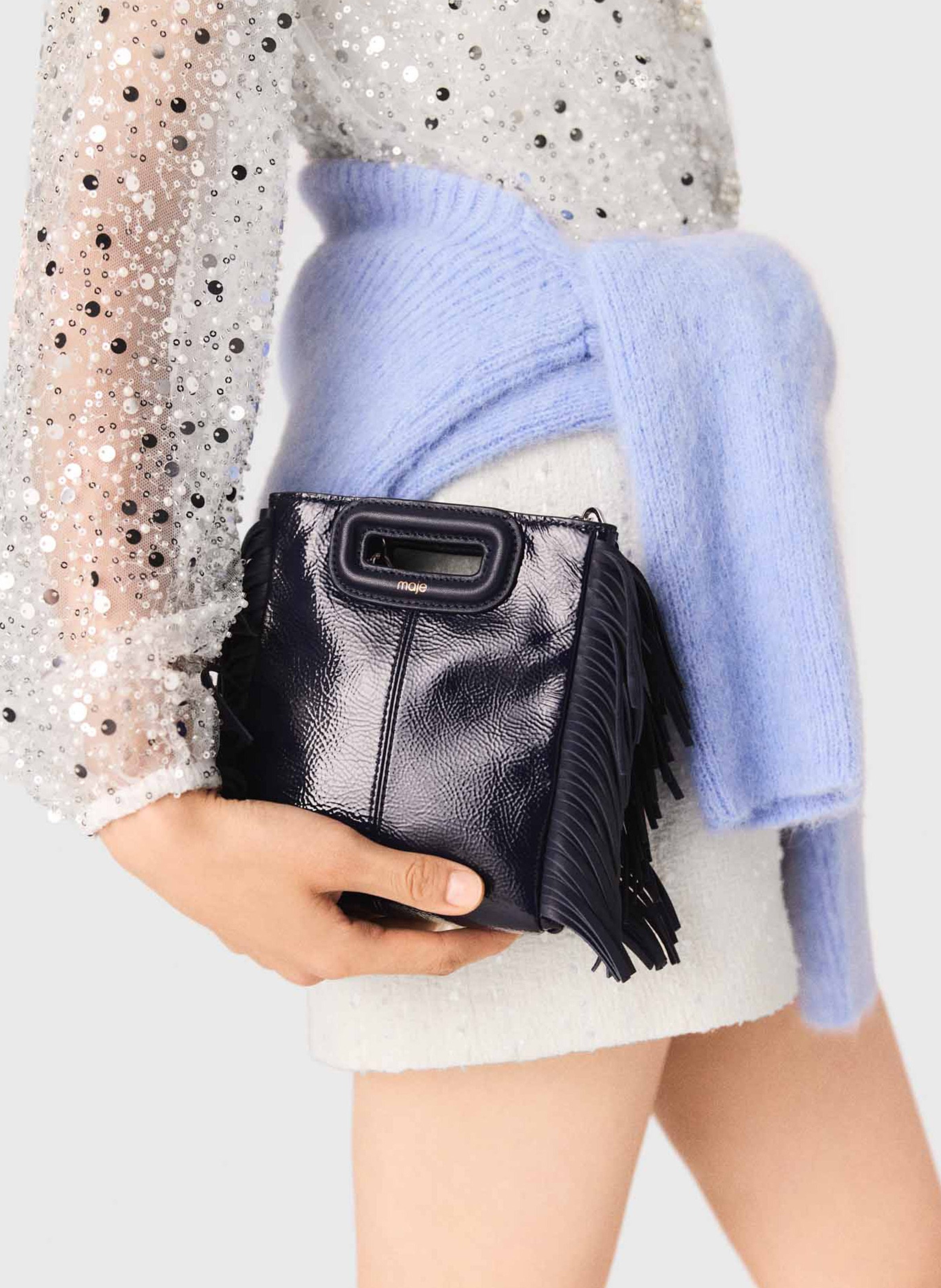 Leren clutch MAJE Blauw