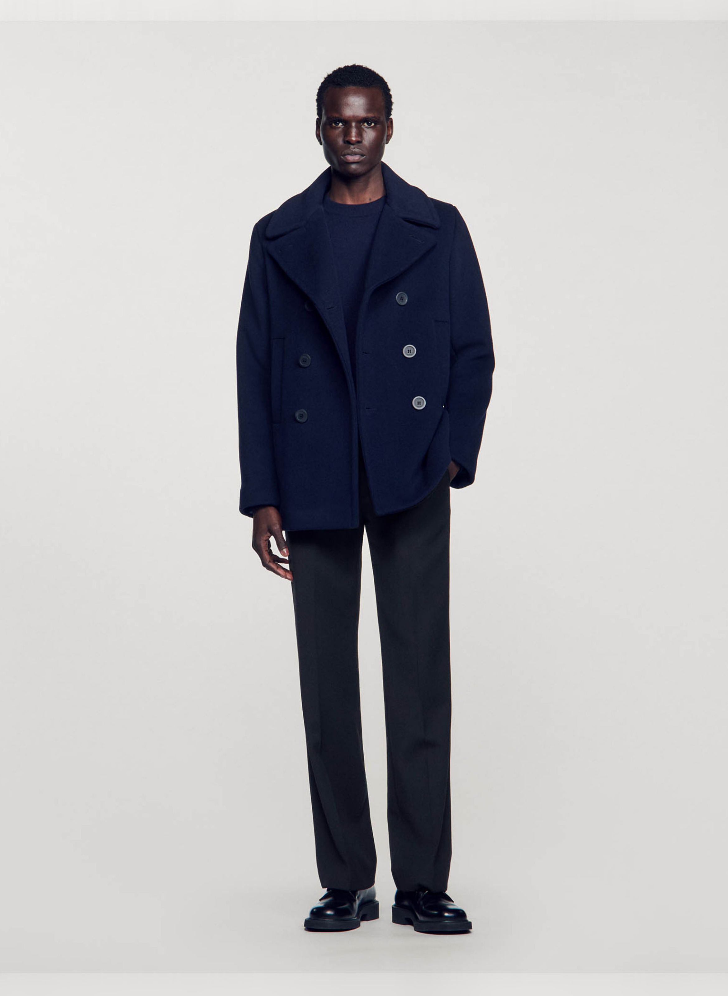 Jas van alpacawol SANDRO Blauw