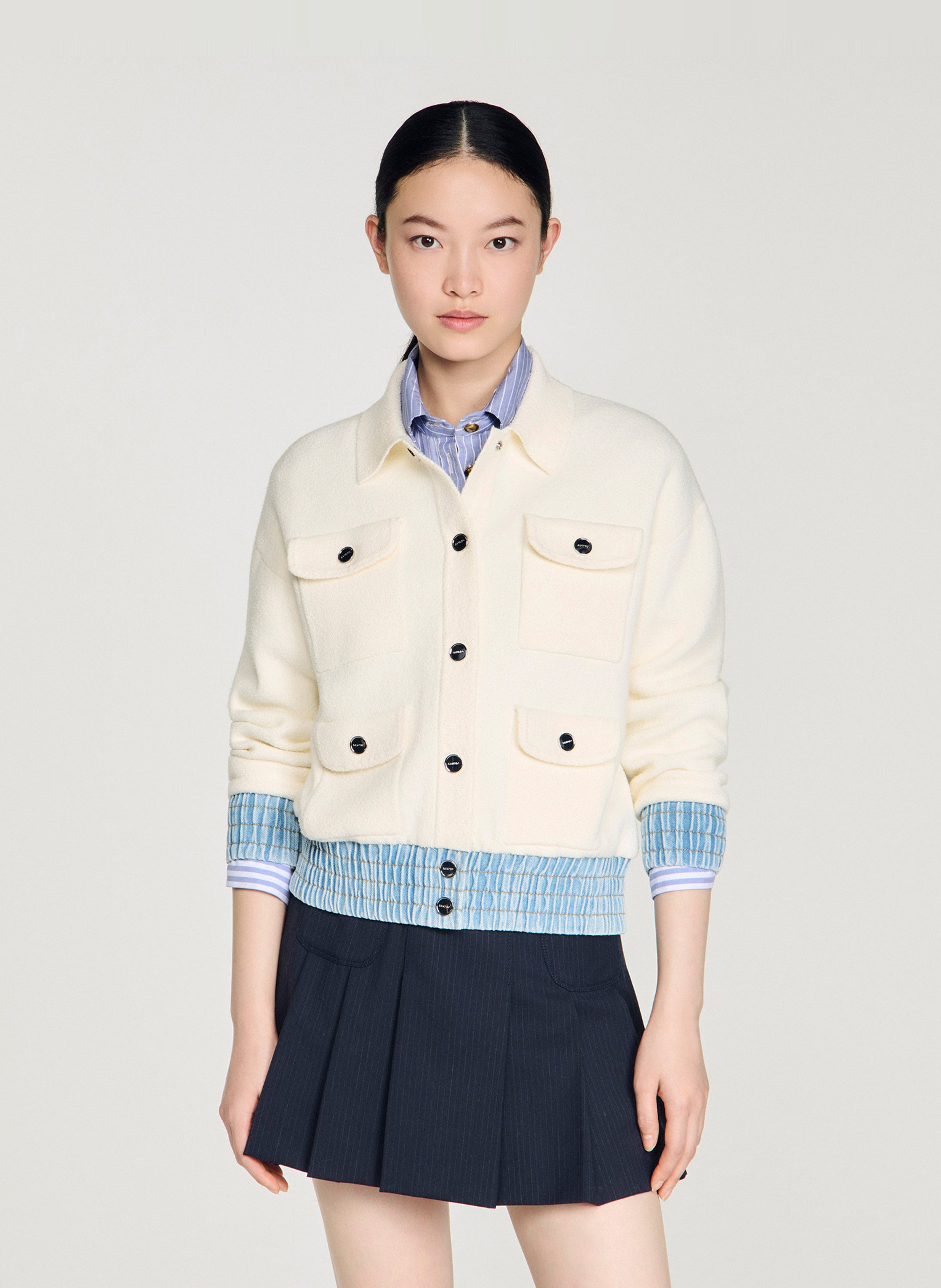 Cardigan with classic collar SANDRO White