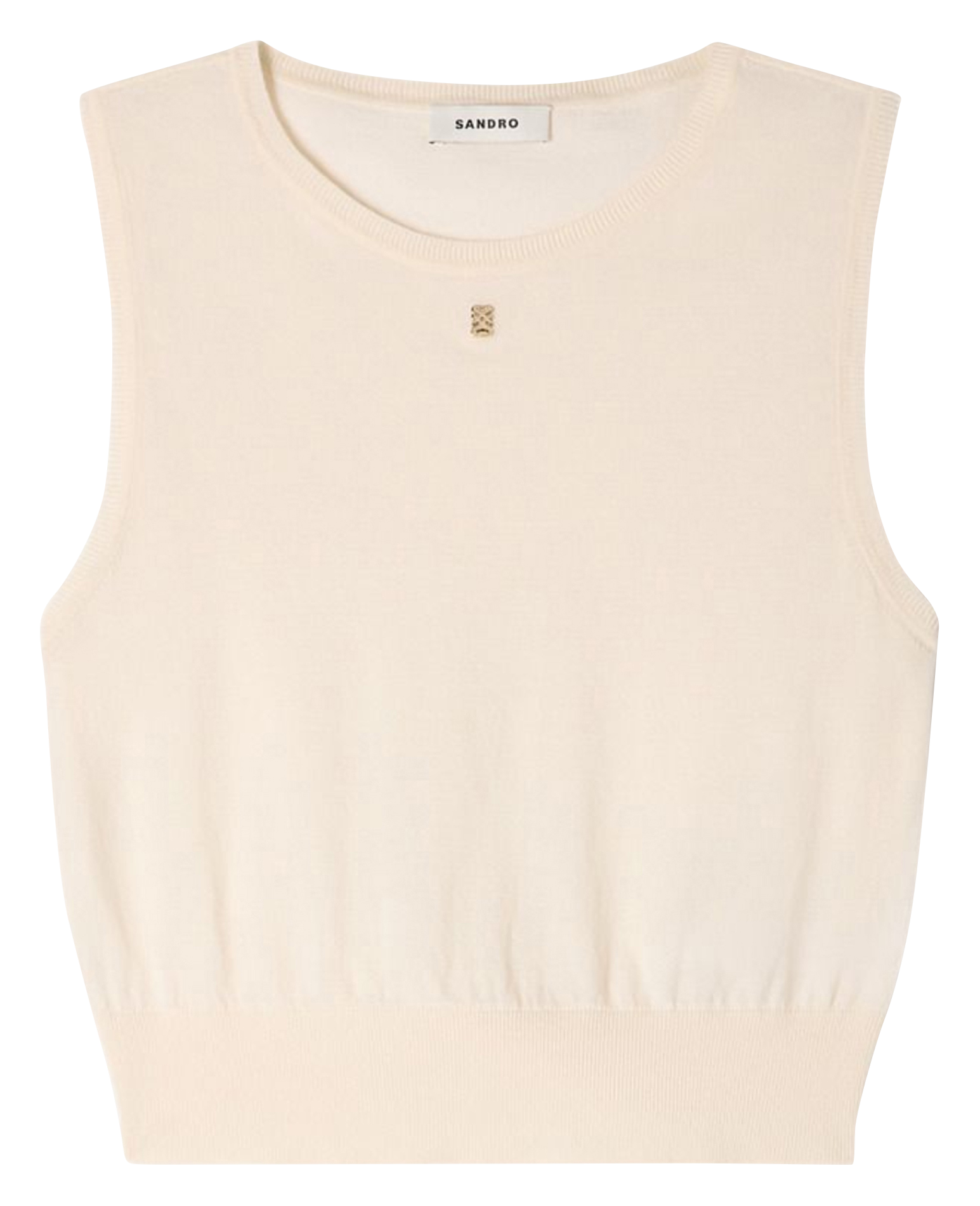 Ronde hals top in gemengd katoen SANDRO Beige