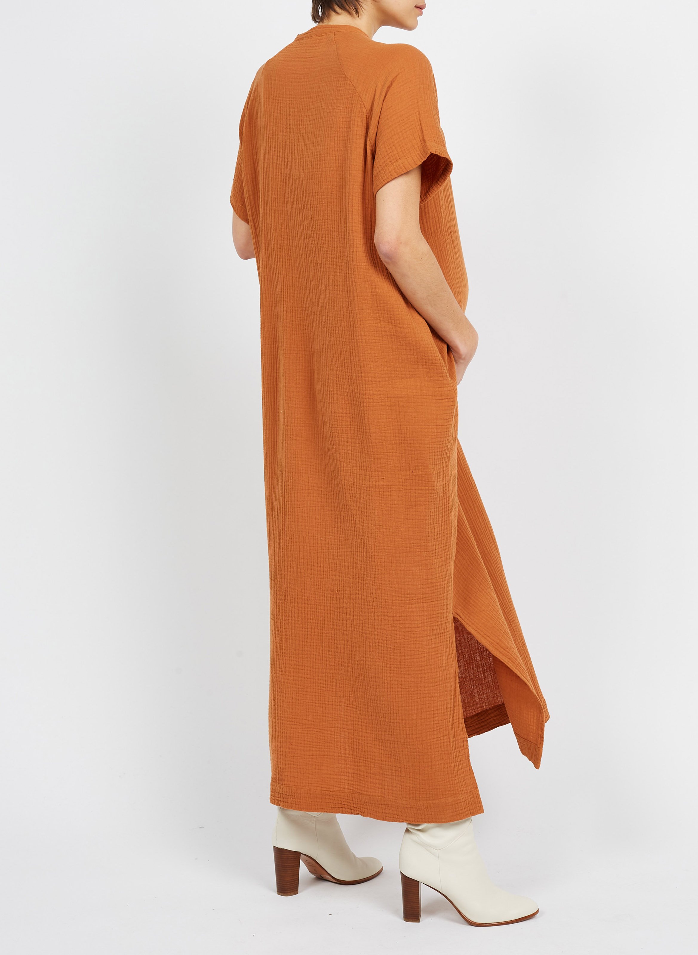 Robe longue de grossesse en coton bio  JOLIBUMP Orange