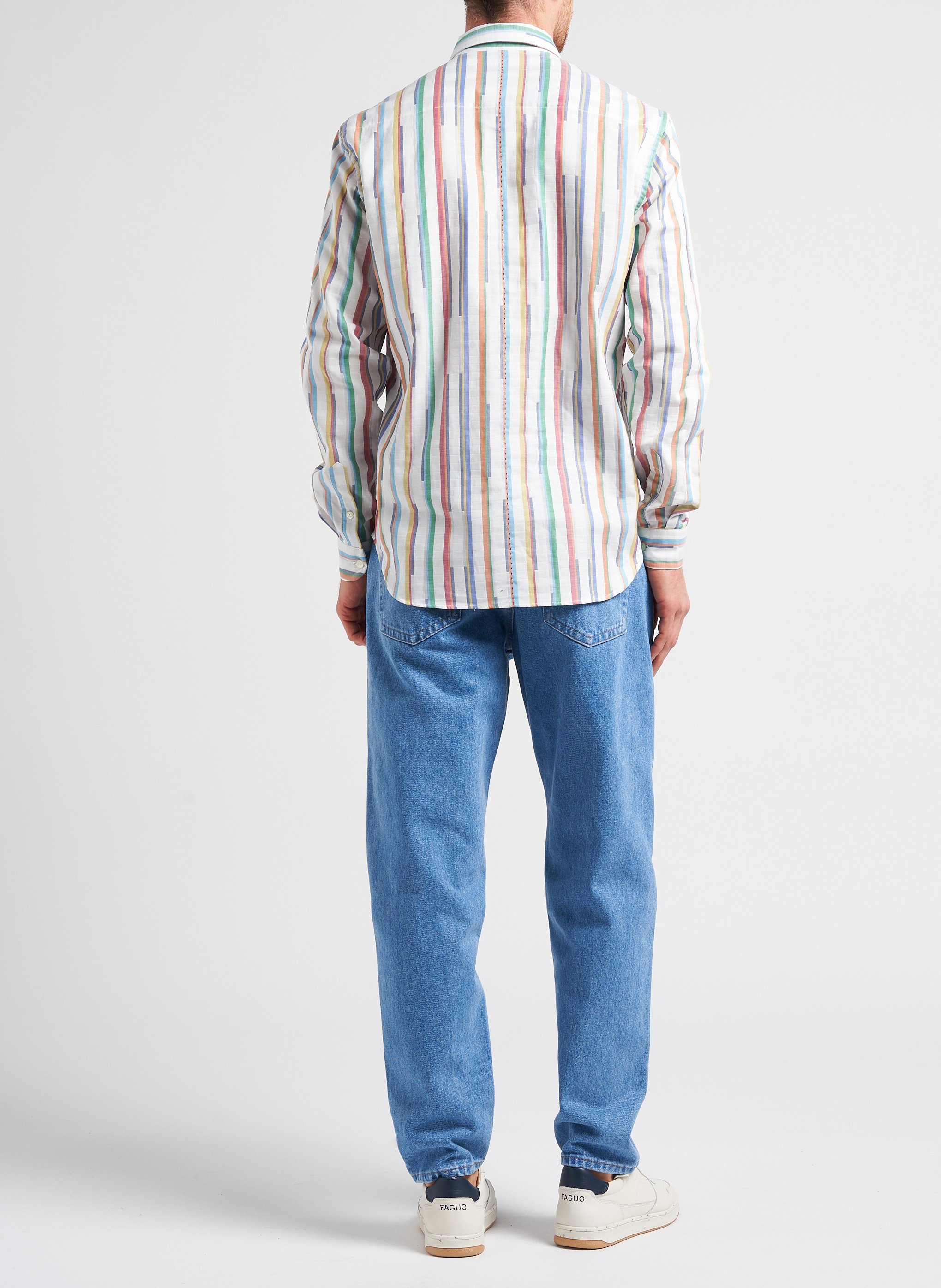 Regular-fit, gestreept katoenen overhemd met Amerikaanse kraag HOMECORE Gestreepte