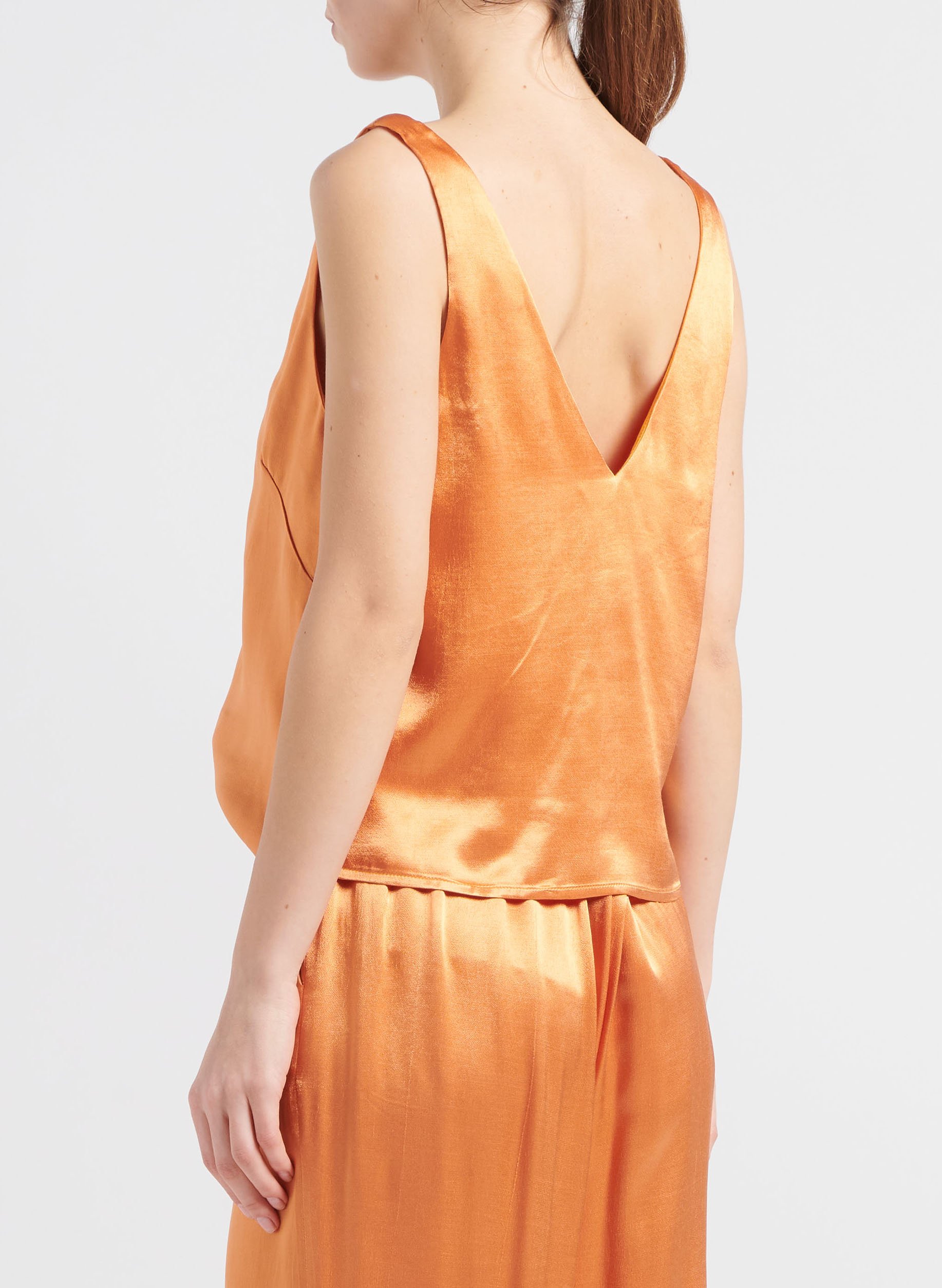 Top sans manches aspect satiné en viscose COLLECTORS CLUB Orange