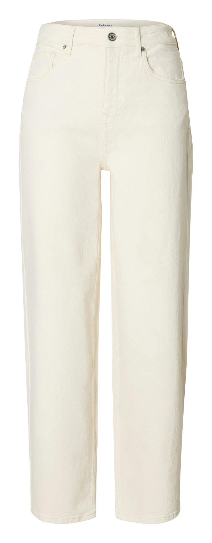 Straight-leg organic cotton-blend pants SELECTED Beige
