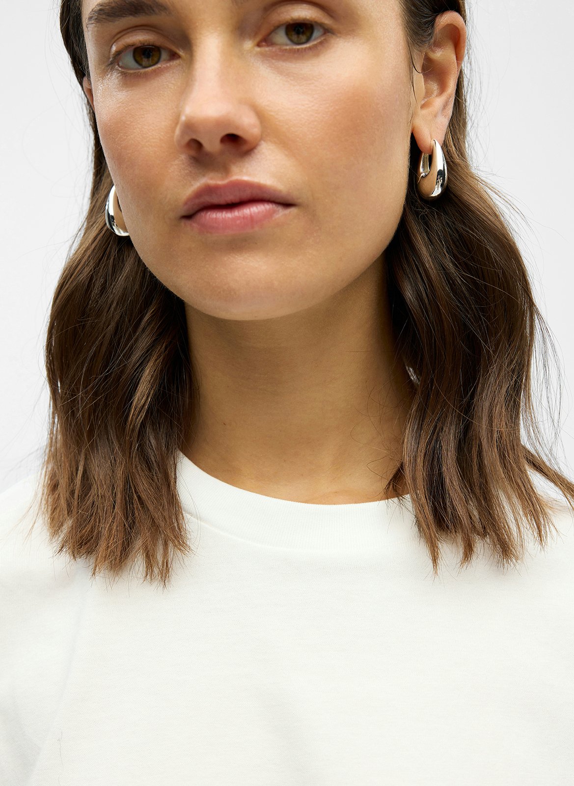 T-shirt van biokatoen met ronde hals OBJECT Beige