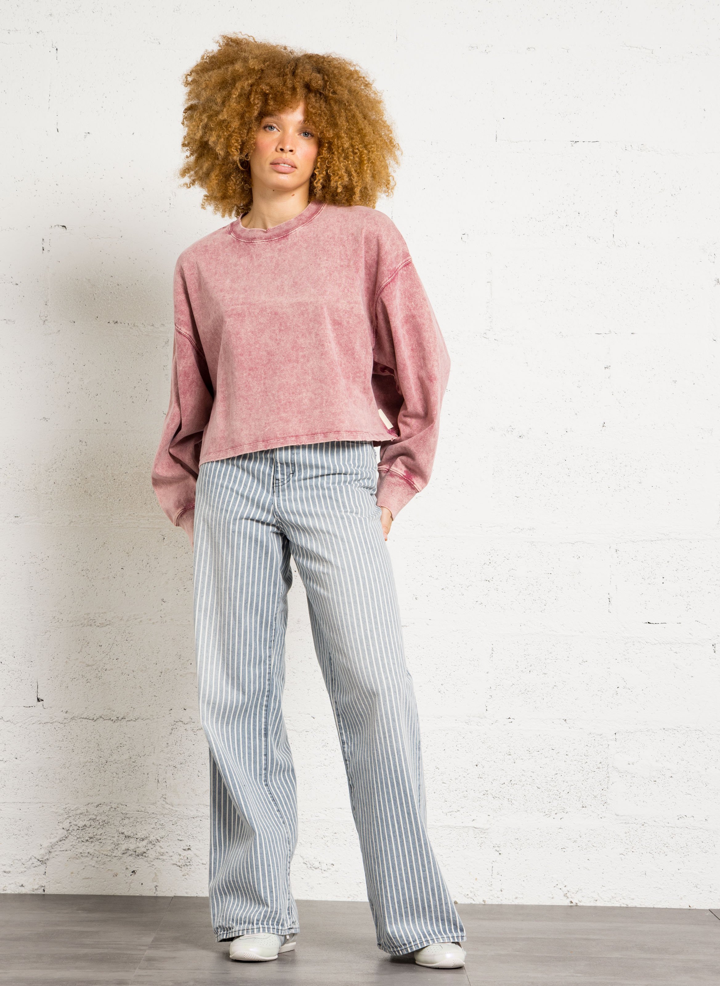 Oversize-Sweatshirt aus Baumwolle mit Rundhalsausschnitt BELLEROSE Orange