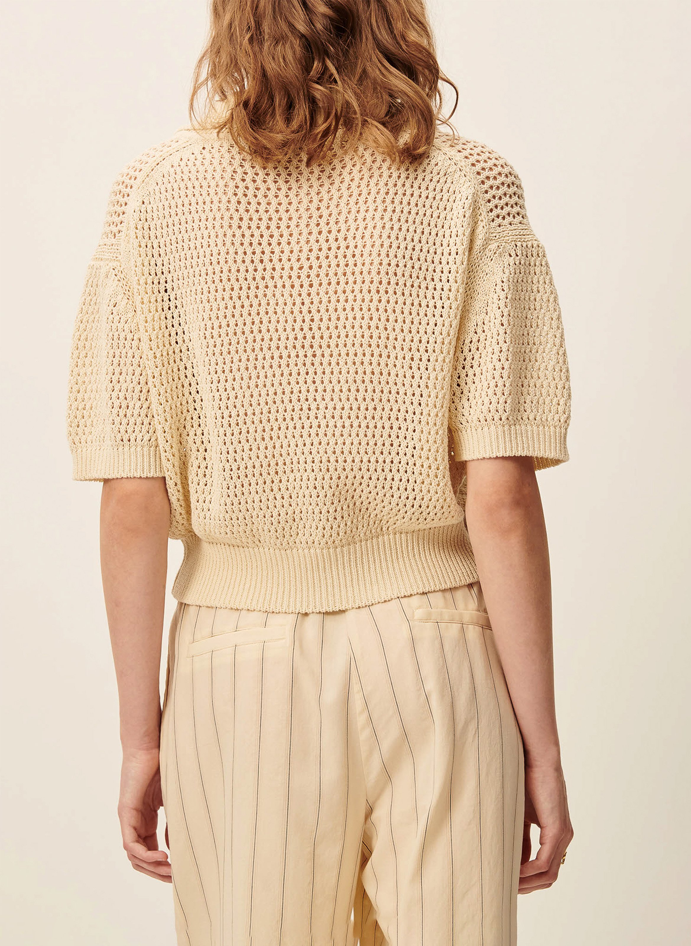 Polo en maille court en coton SESSUN Beige