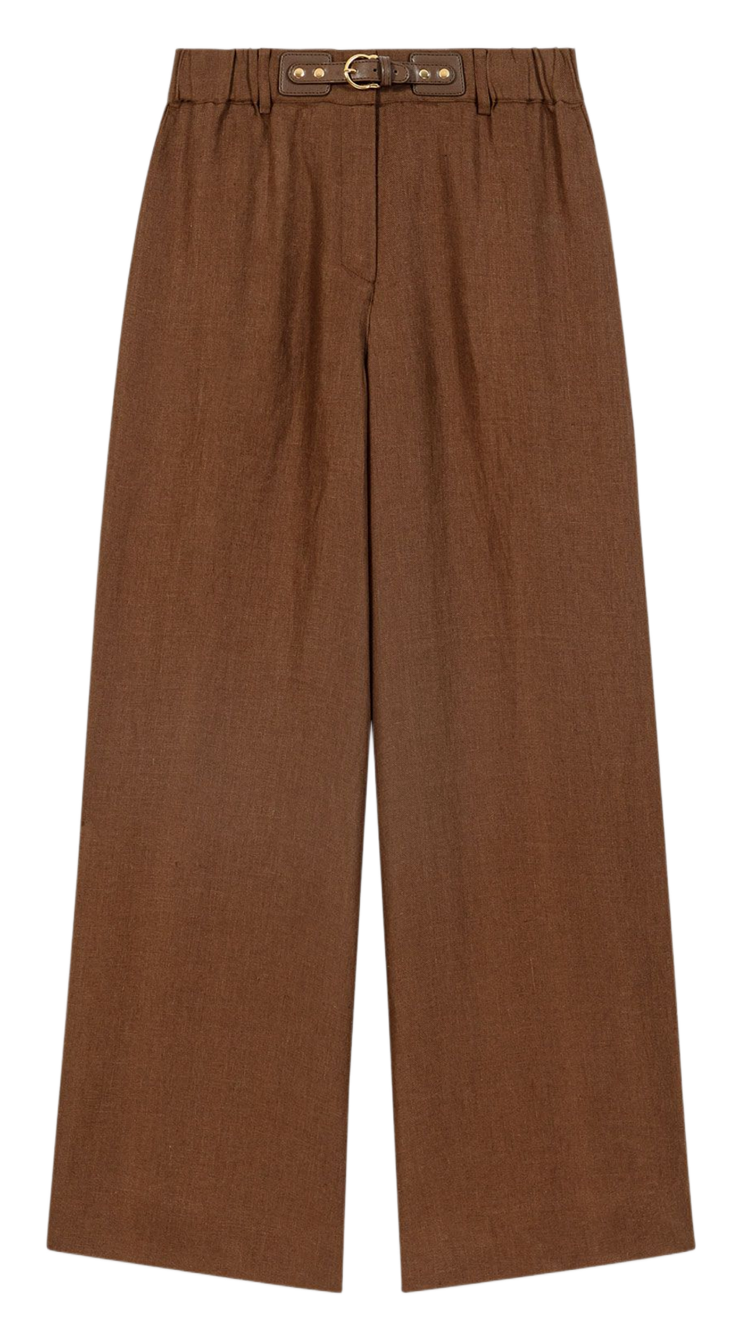 Straight linen trousers MAJE Brown