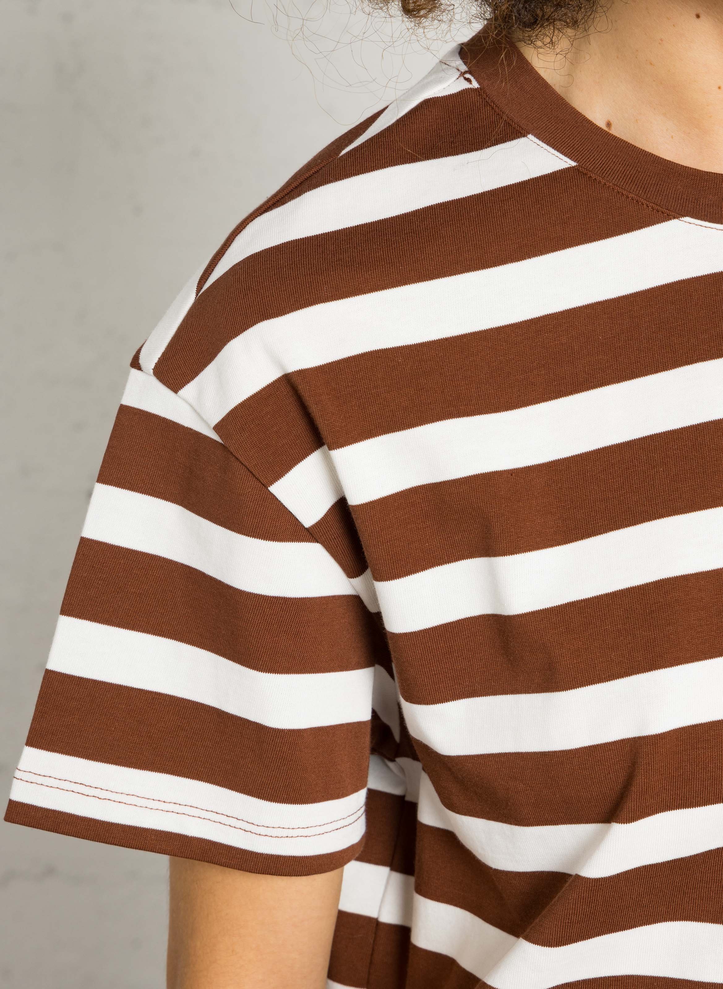 Tee-shirt oversize col rond en coton DES PETITS HAUTS Marron