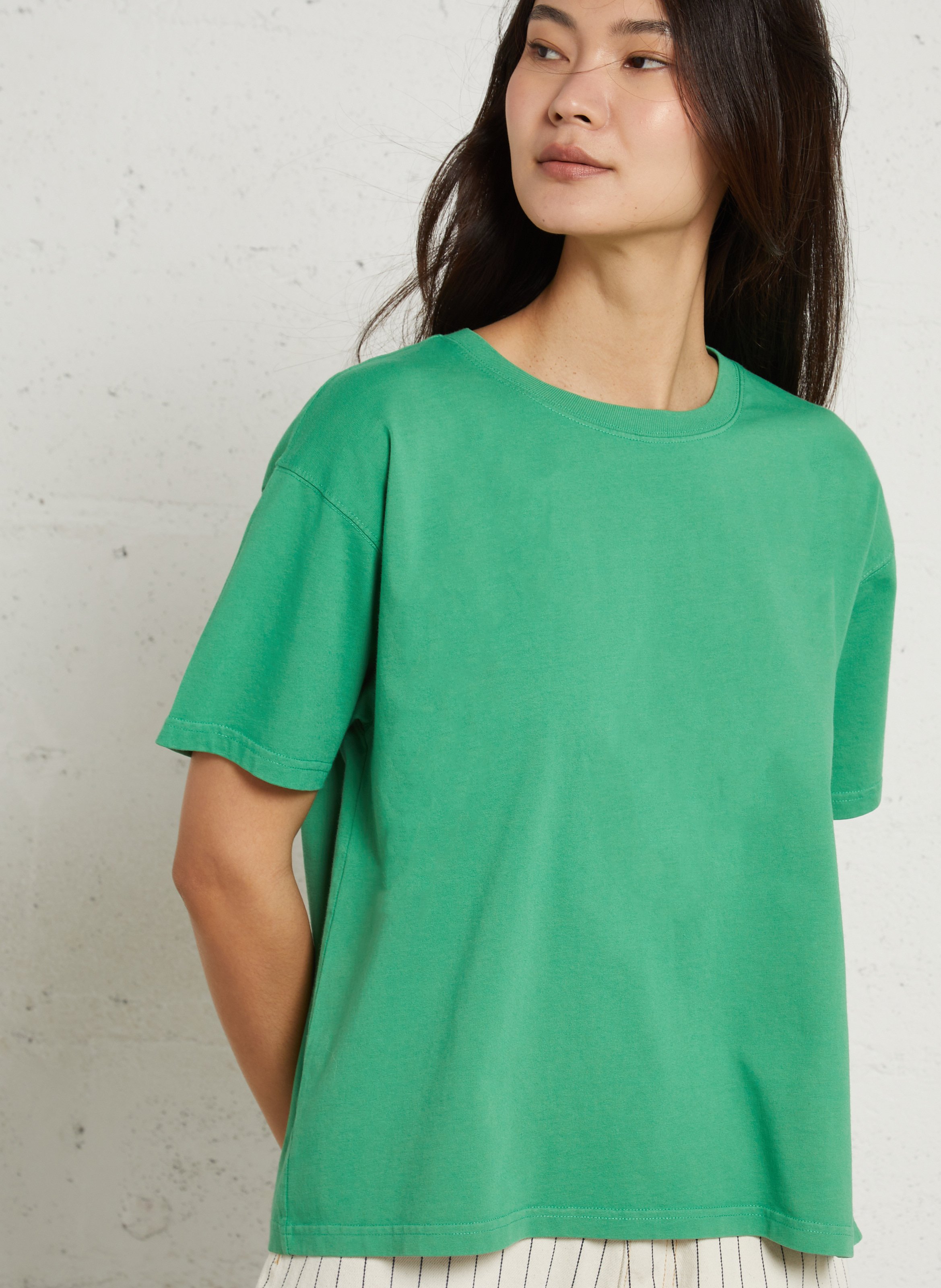 Loose-fit round-neck cotton T-shirt AMERICAN VINTAGE Green