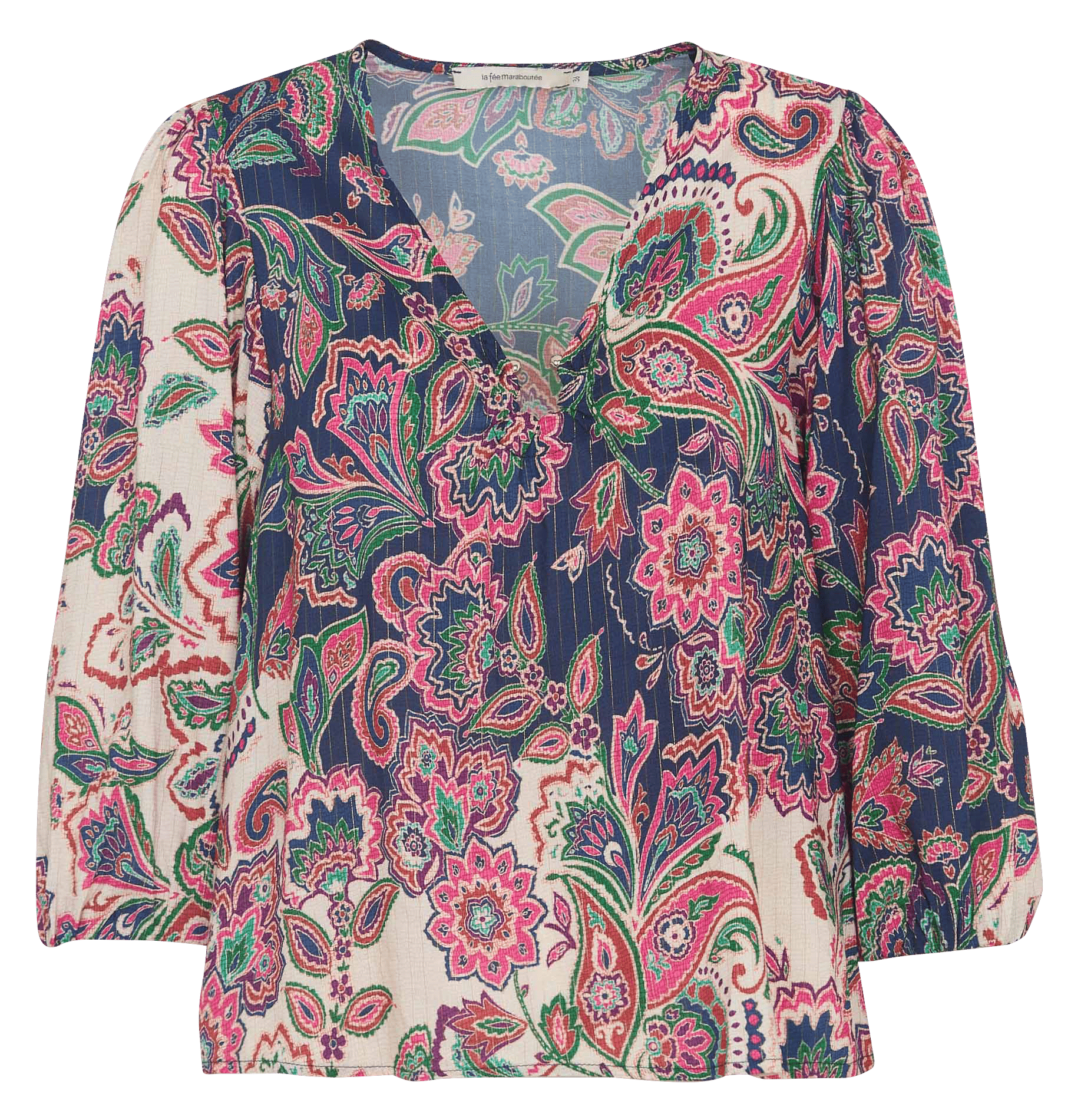 Oversized V-neck printed top LA FEE MARABOUTEE Multicolored