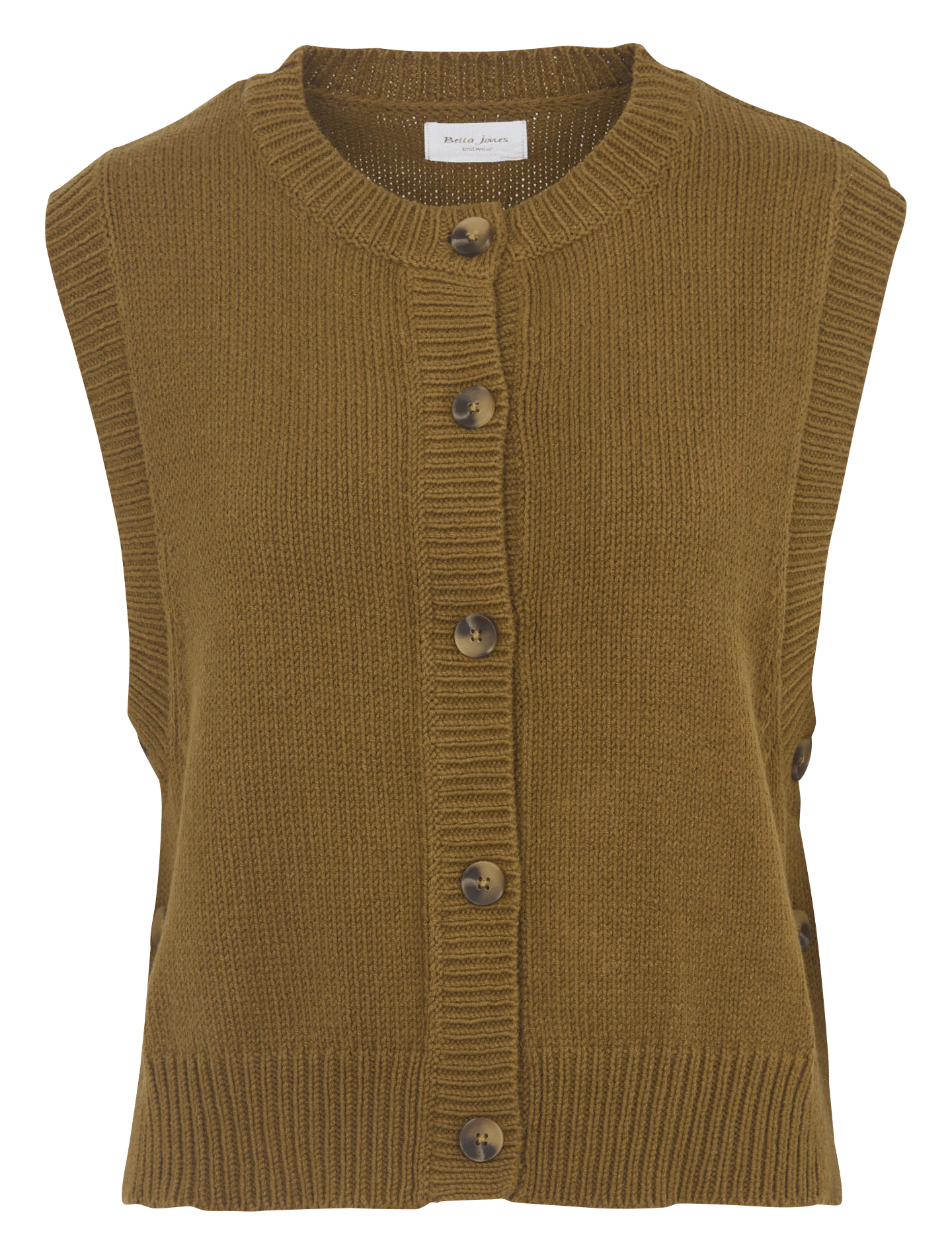 Cardigan sans manches uni en coton BELLA JONES Khaki
