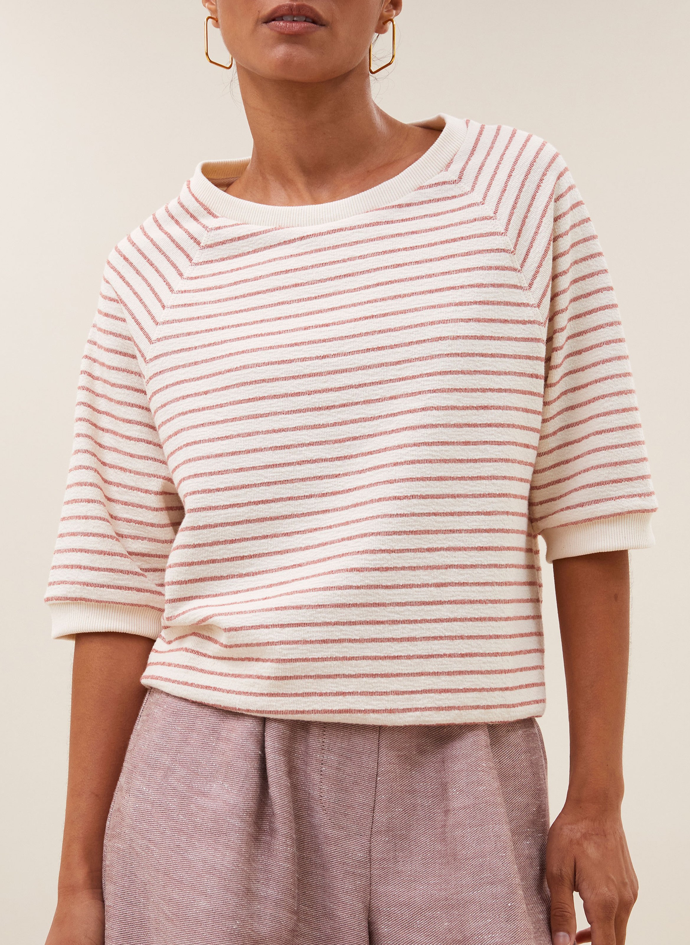 T-shirt met ronde hals - biologische katoenblend BY BAR Roze