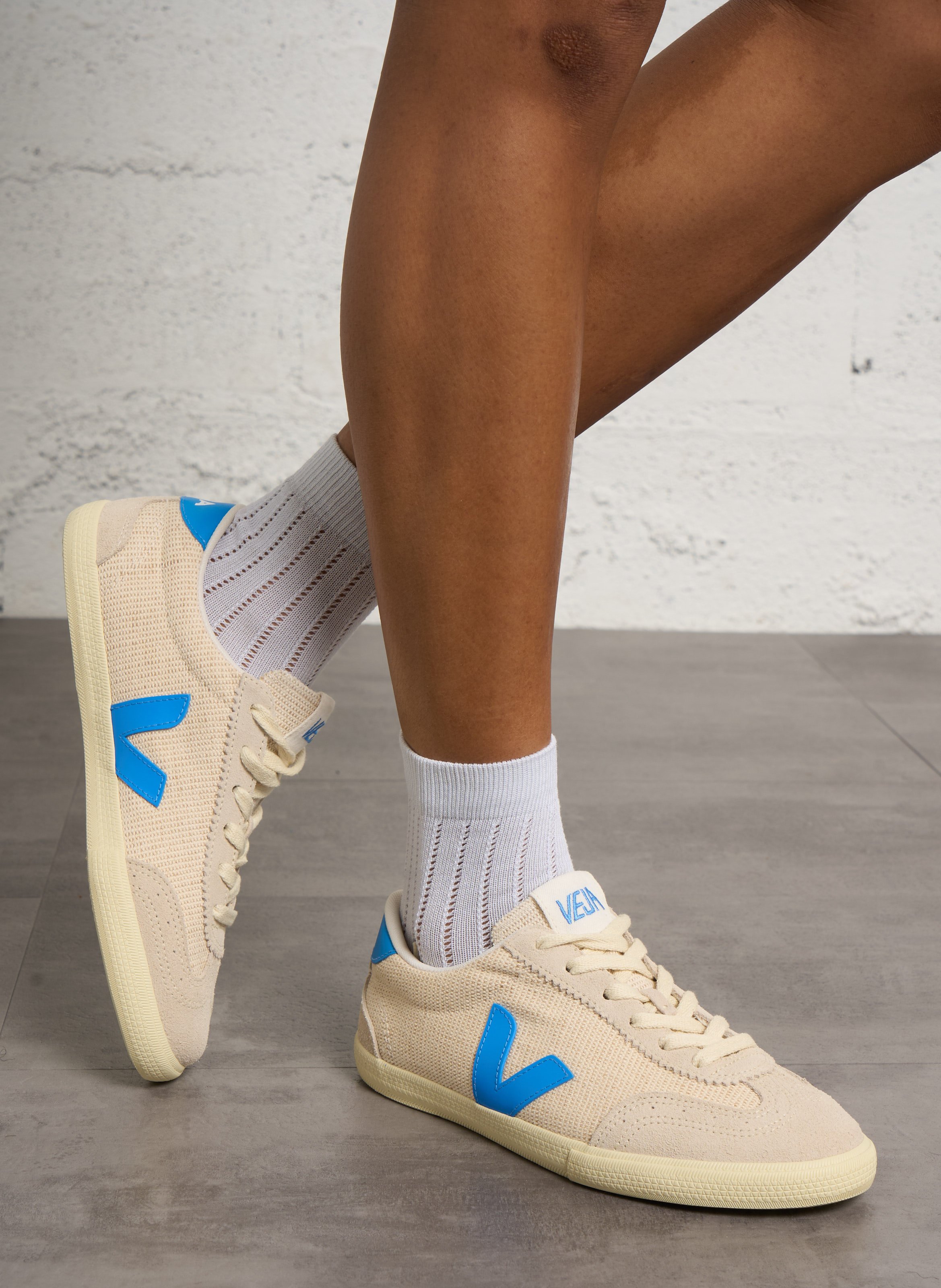 Low sneakers in blended recycled cotton VEJA Beige