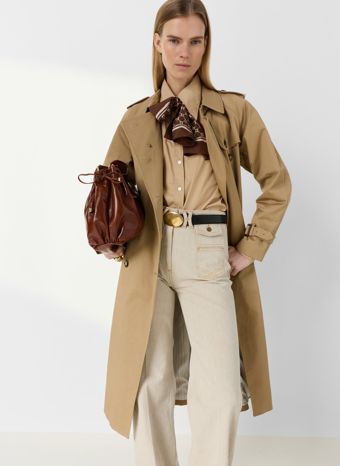 Trench long en coton mélangé GERARD DAREL Beige