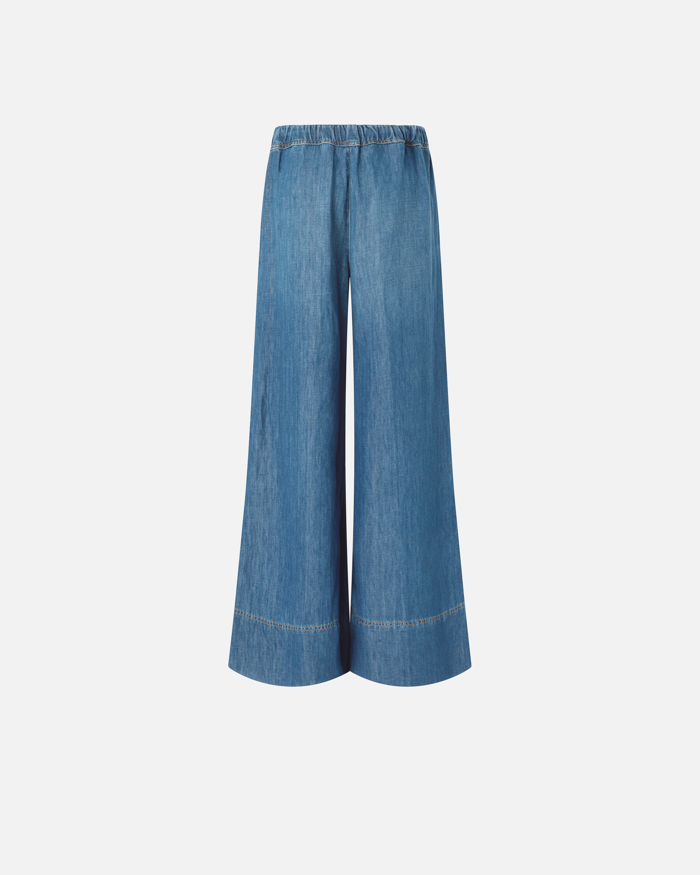 Pantalon large en denim de lin mélangé PINKO Bleu