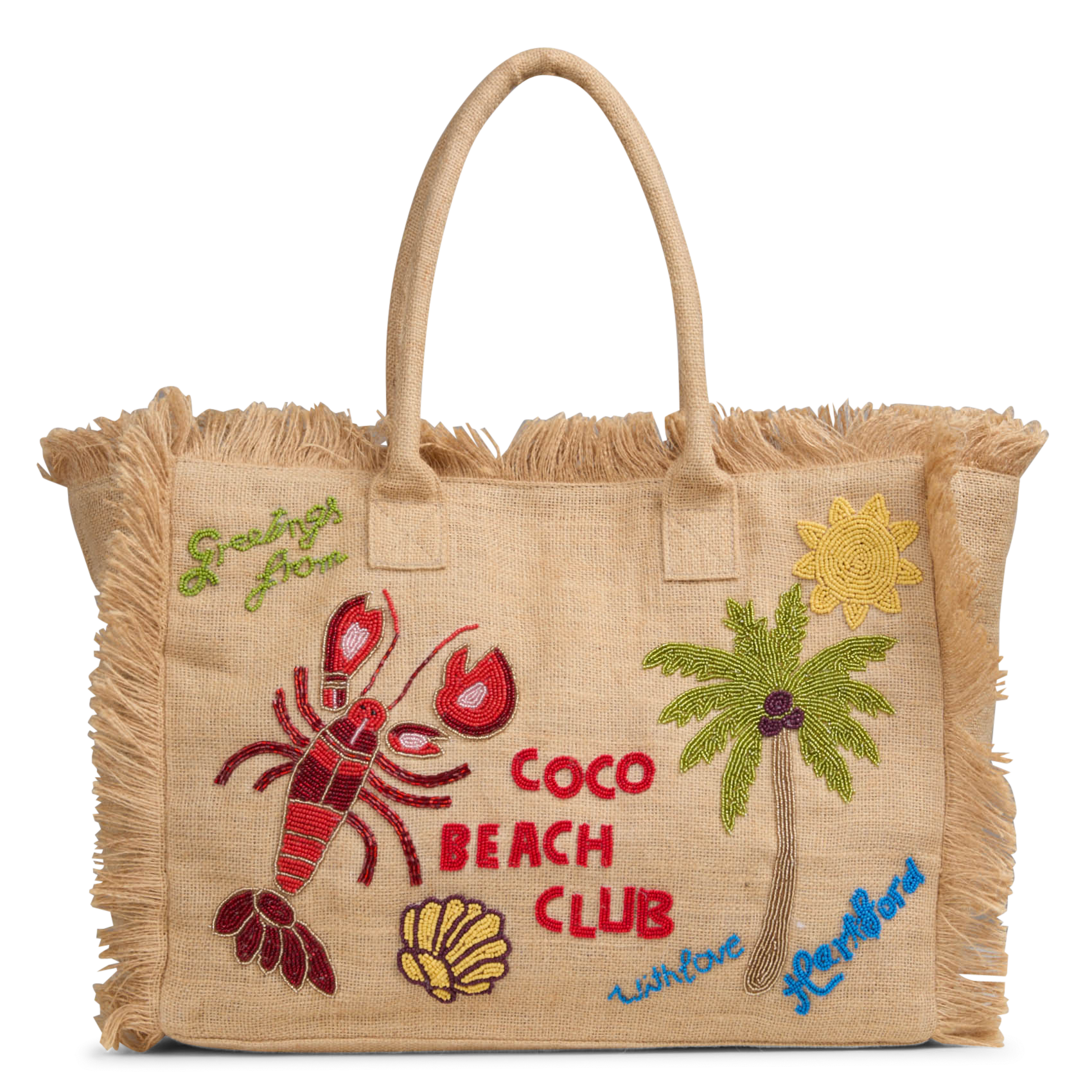 Sac cabas brodé en toile de jute HARTFORD Multicolore