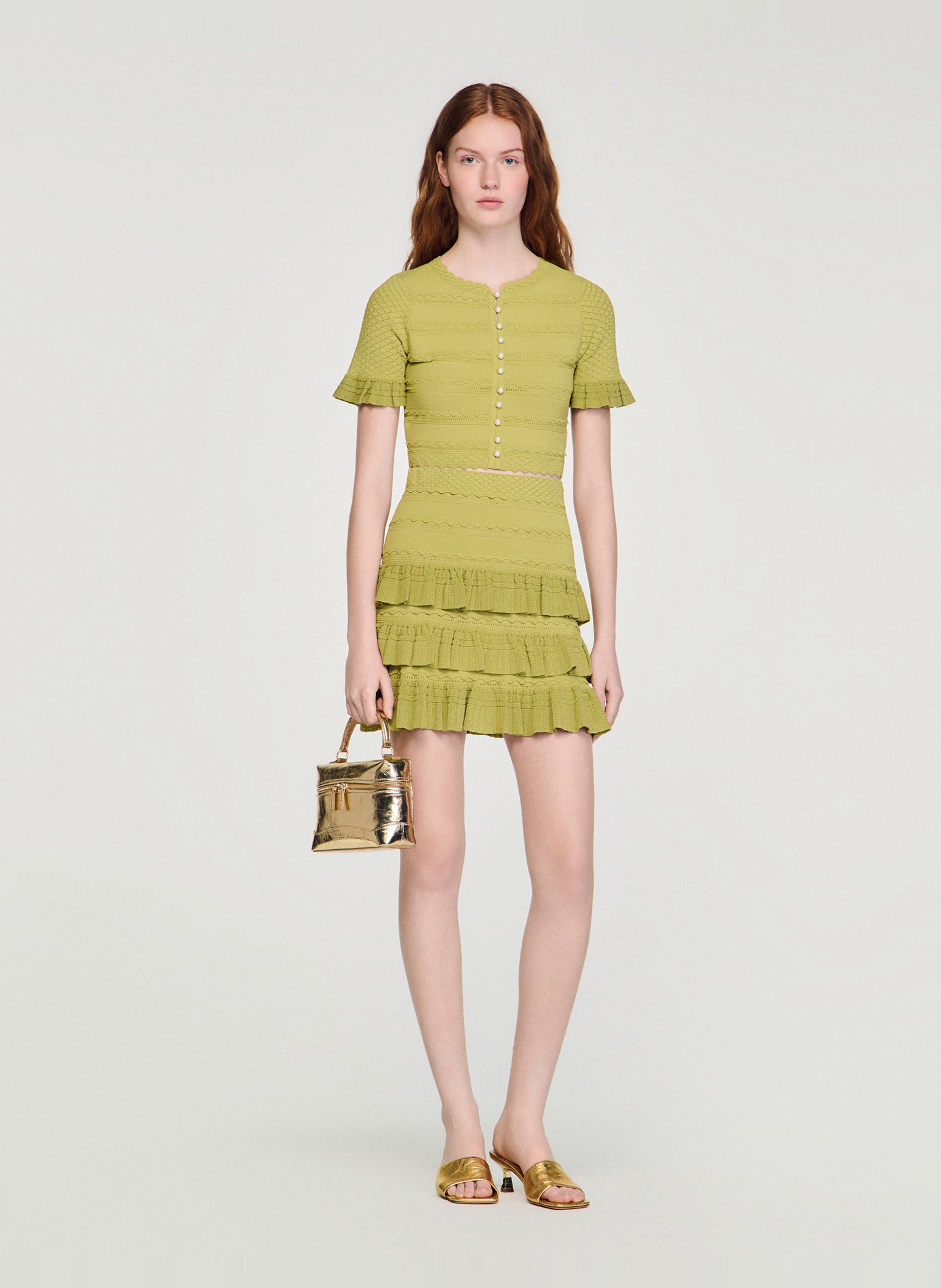 Aansluitende gebreide vest met knoopsluiting SANDRO Groen