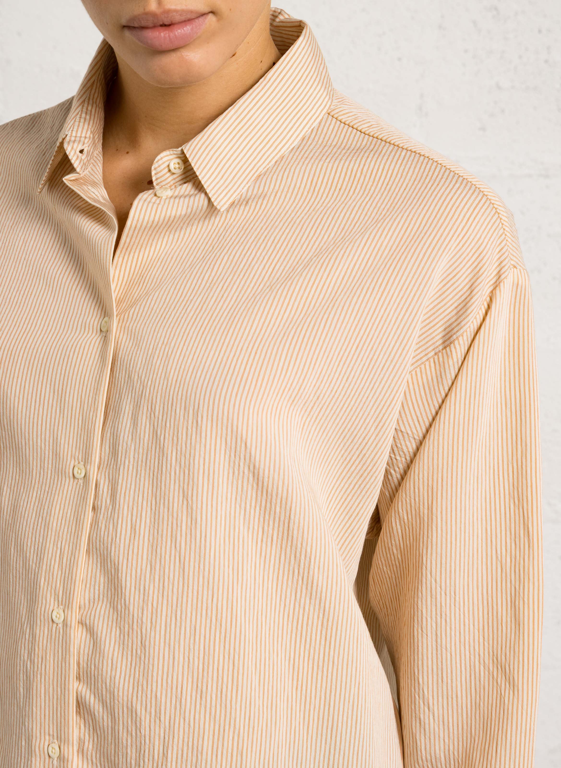 Gestreept, wijd overhemd met klassieke kraag SACRECOEUR Oranje