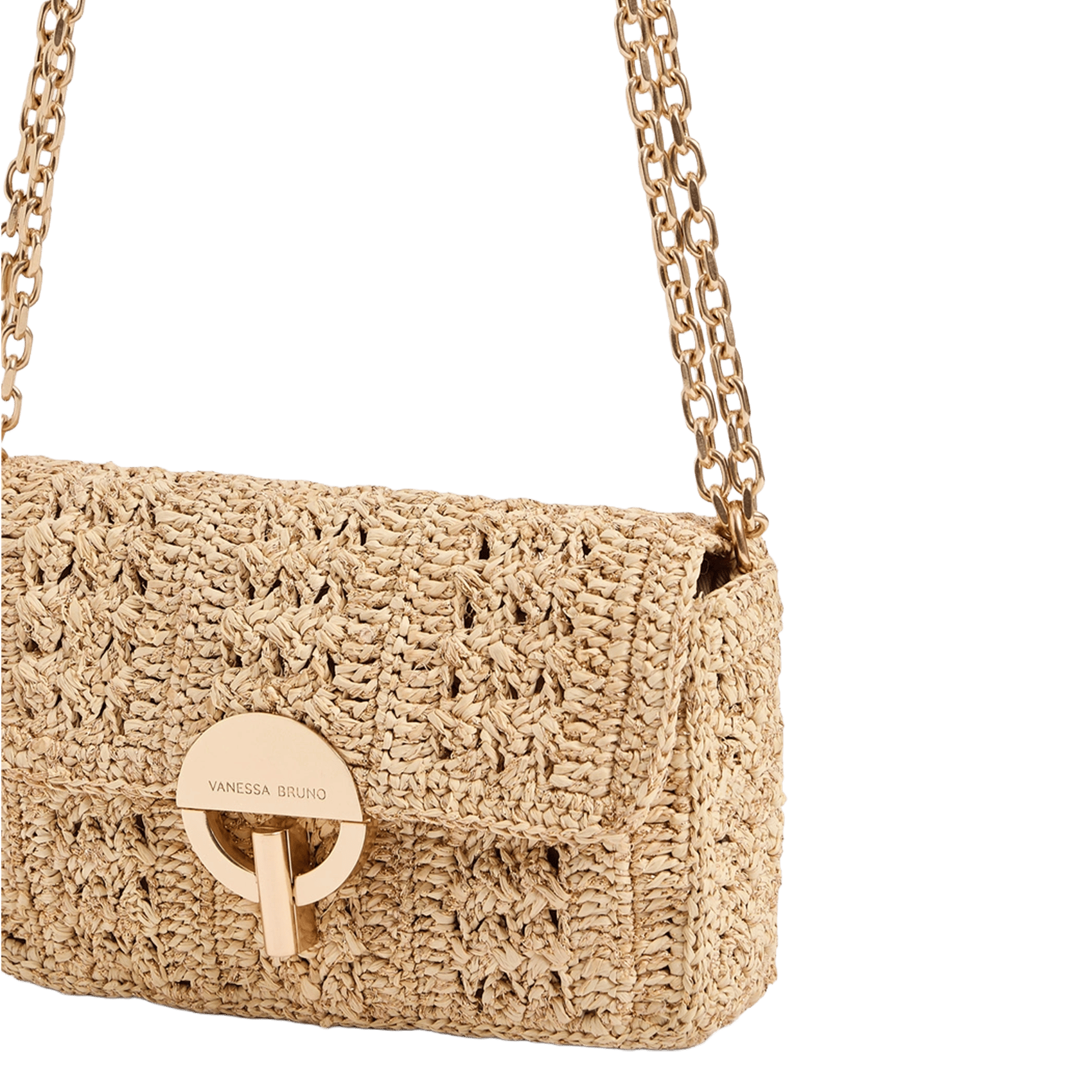 Umhängetasche aus Bast mit Umschlag VANESSA BRUNO Beige