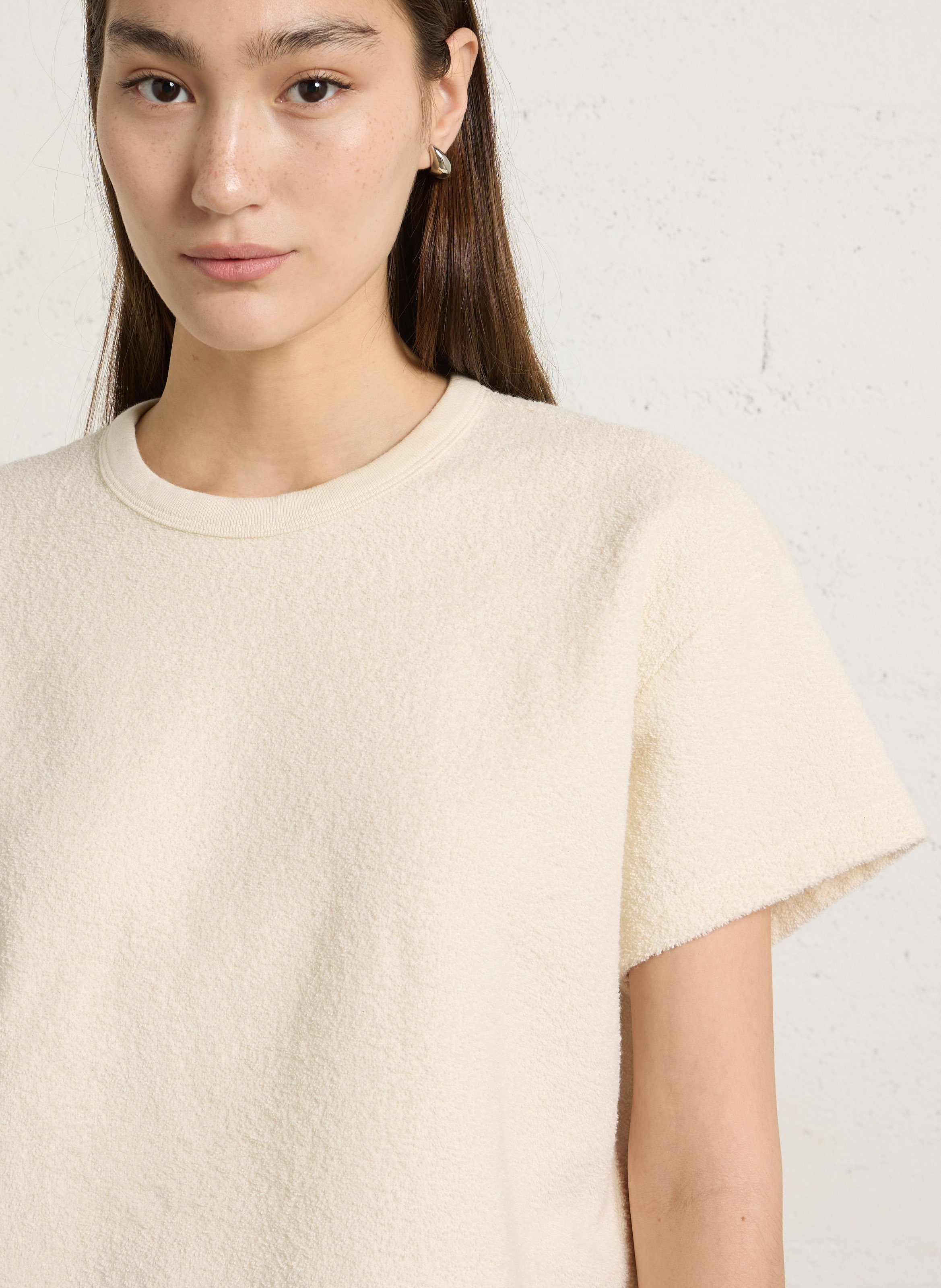 Ruimvallend T-shirt van biokatoen met ronde hals AMERICAN VINTAGE Beige