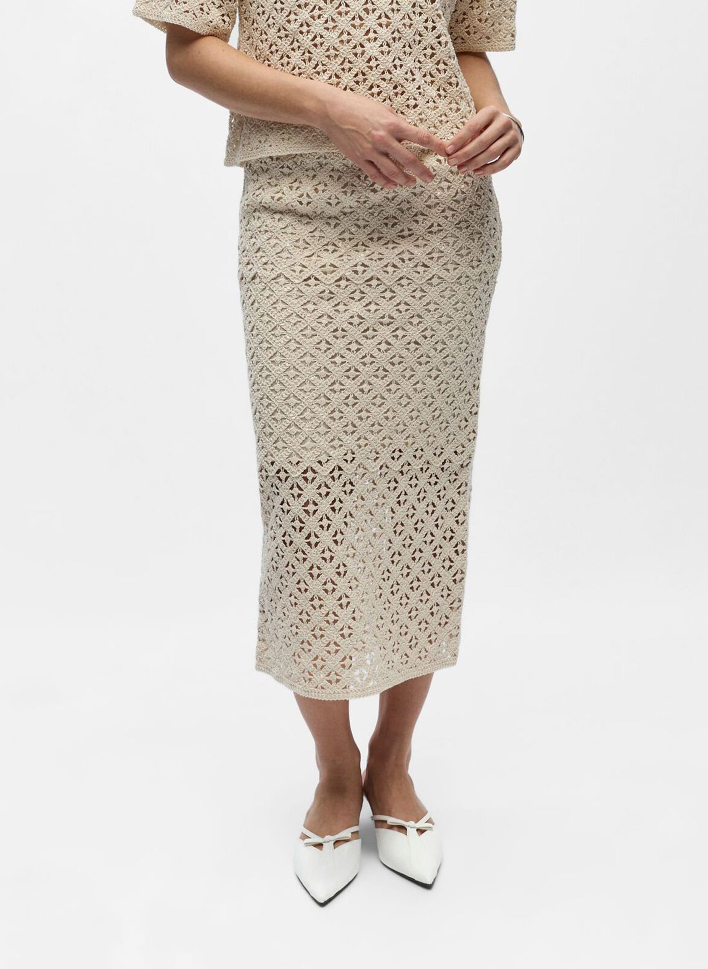 Organic cotton midi skirt OBJECT Beige