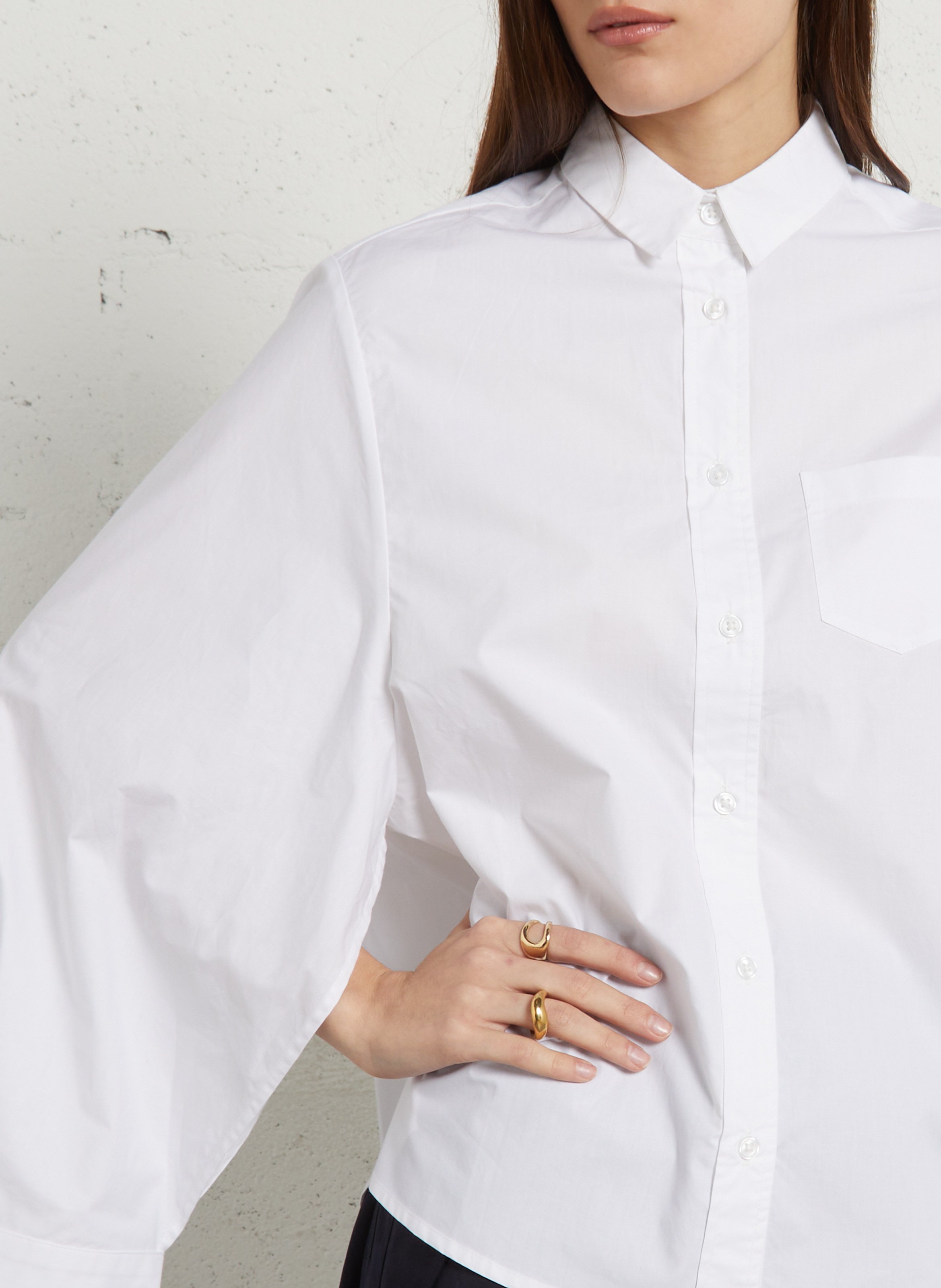 Oversize-Bluse aus Baumwolle mit klassischem Kragen RAE ANTWERP Weiss