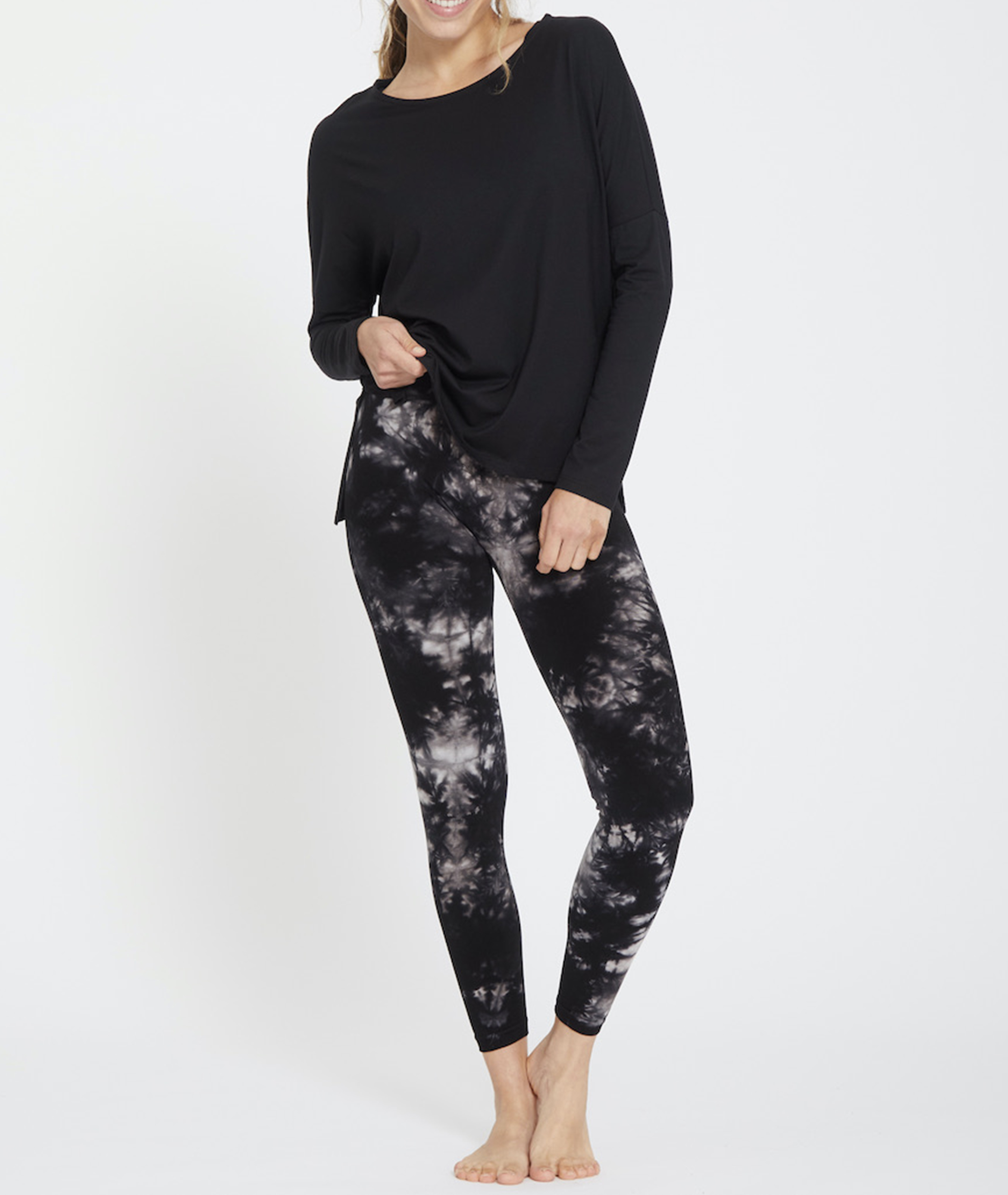 Gerade geschnittenes T-Shirt aus Baumwoll-Mix YOGA SEARCHER Schwarz