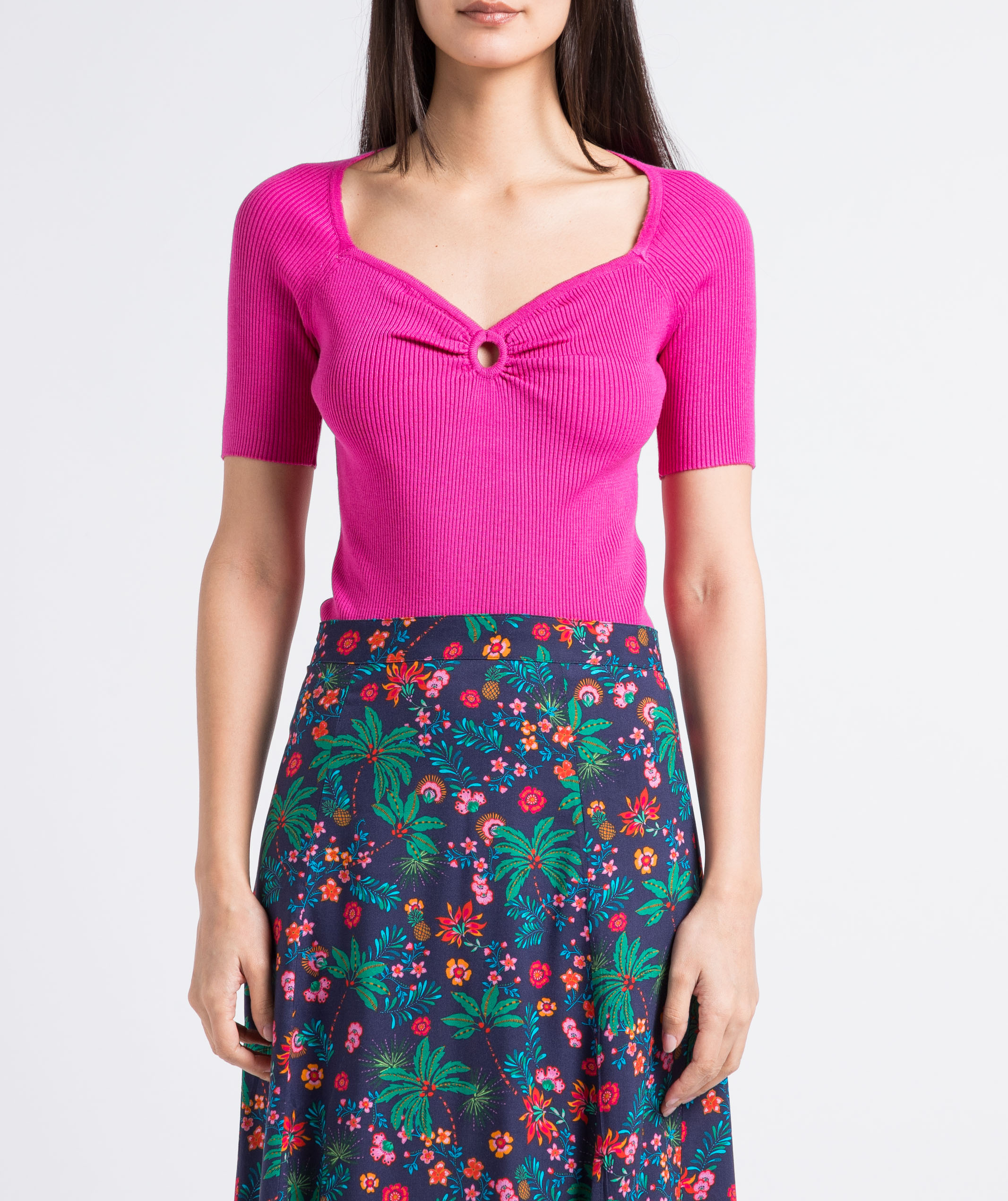 Straight rib knit top LA PETITE ETOILE Pink