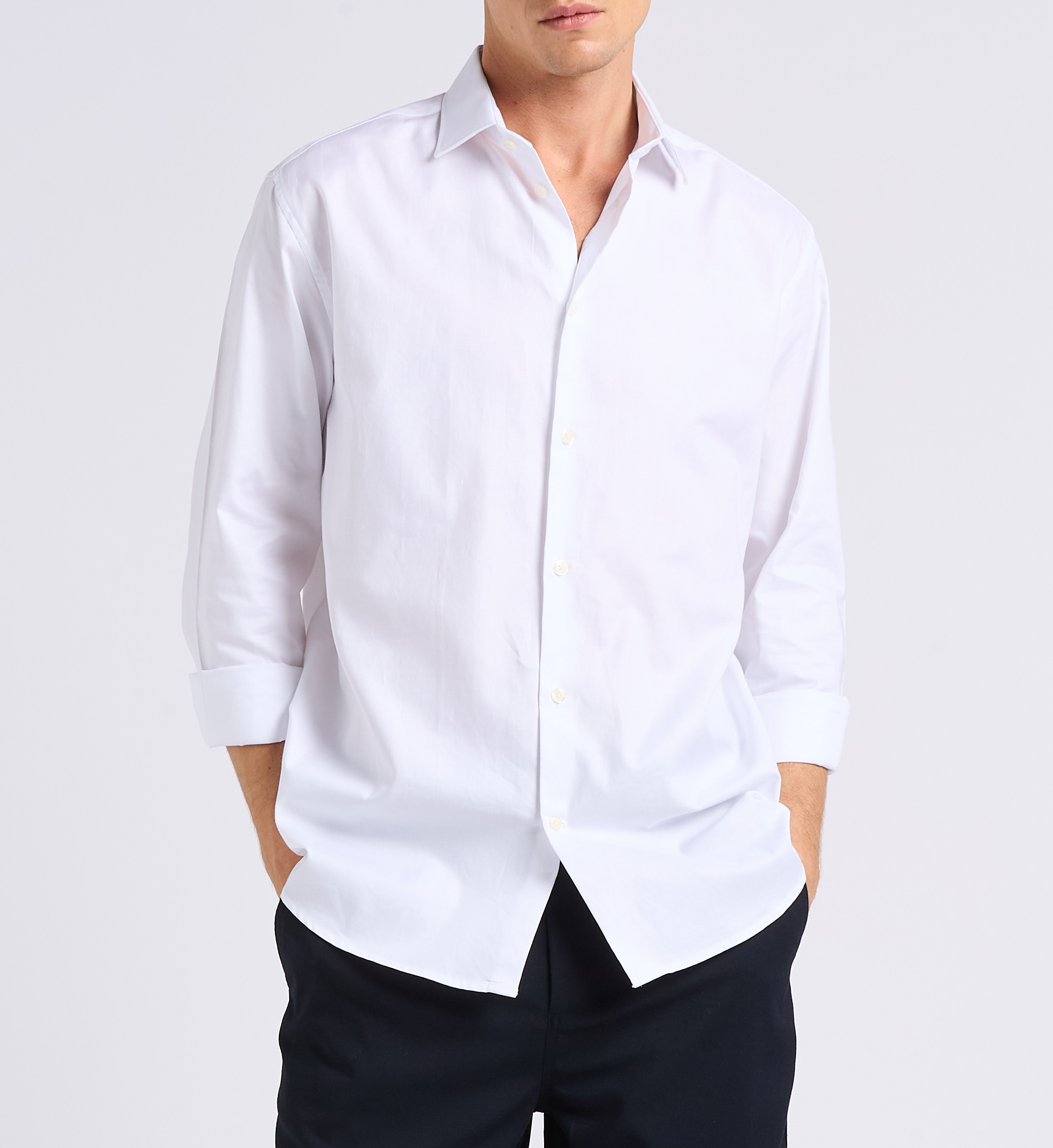 Rechte, katoenen blouse met klassieke kraag AU PRINTEMPS PARIS