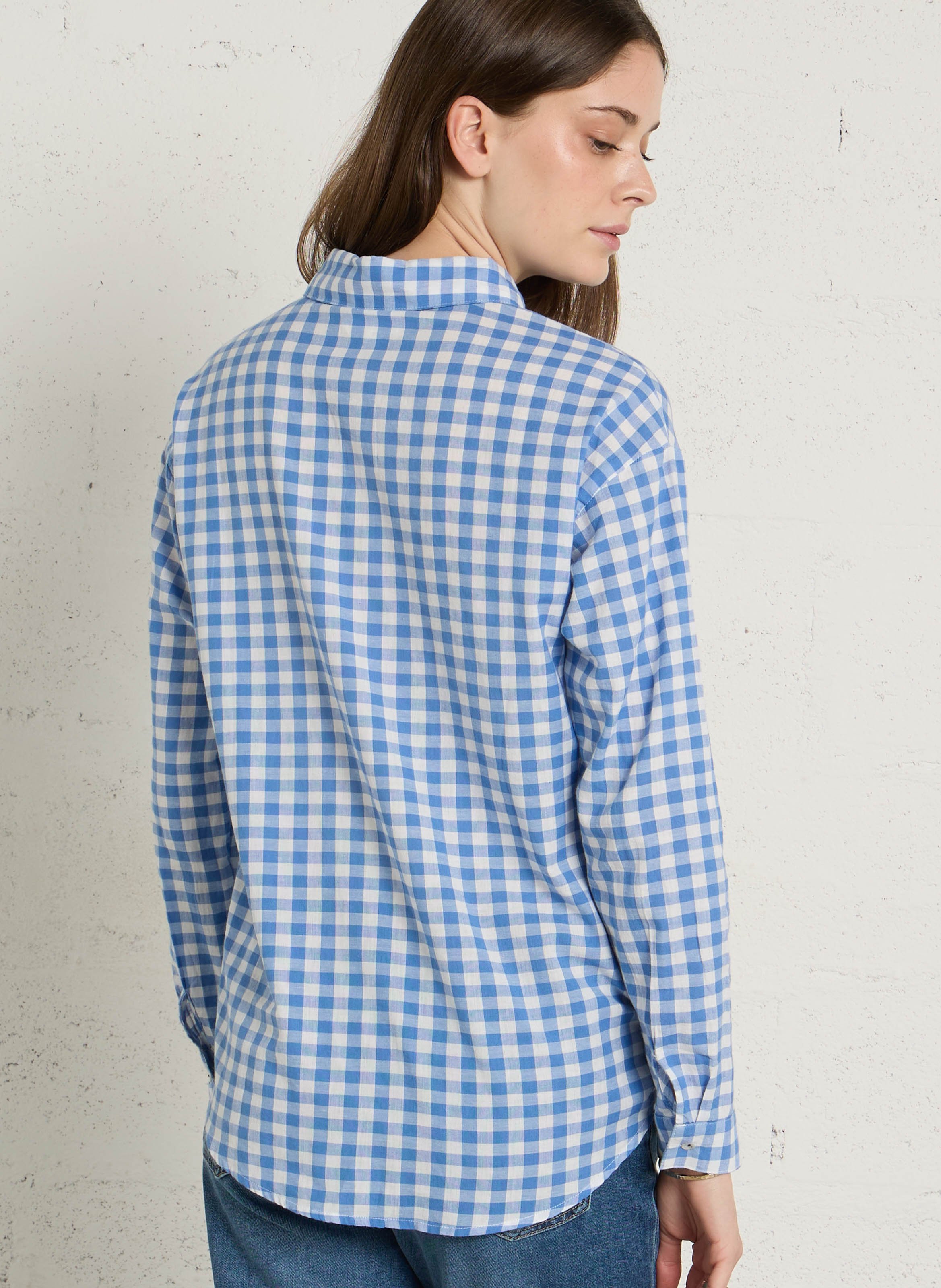 Chemise à carreaux en coton MAISON 123 Bleu
