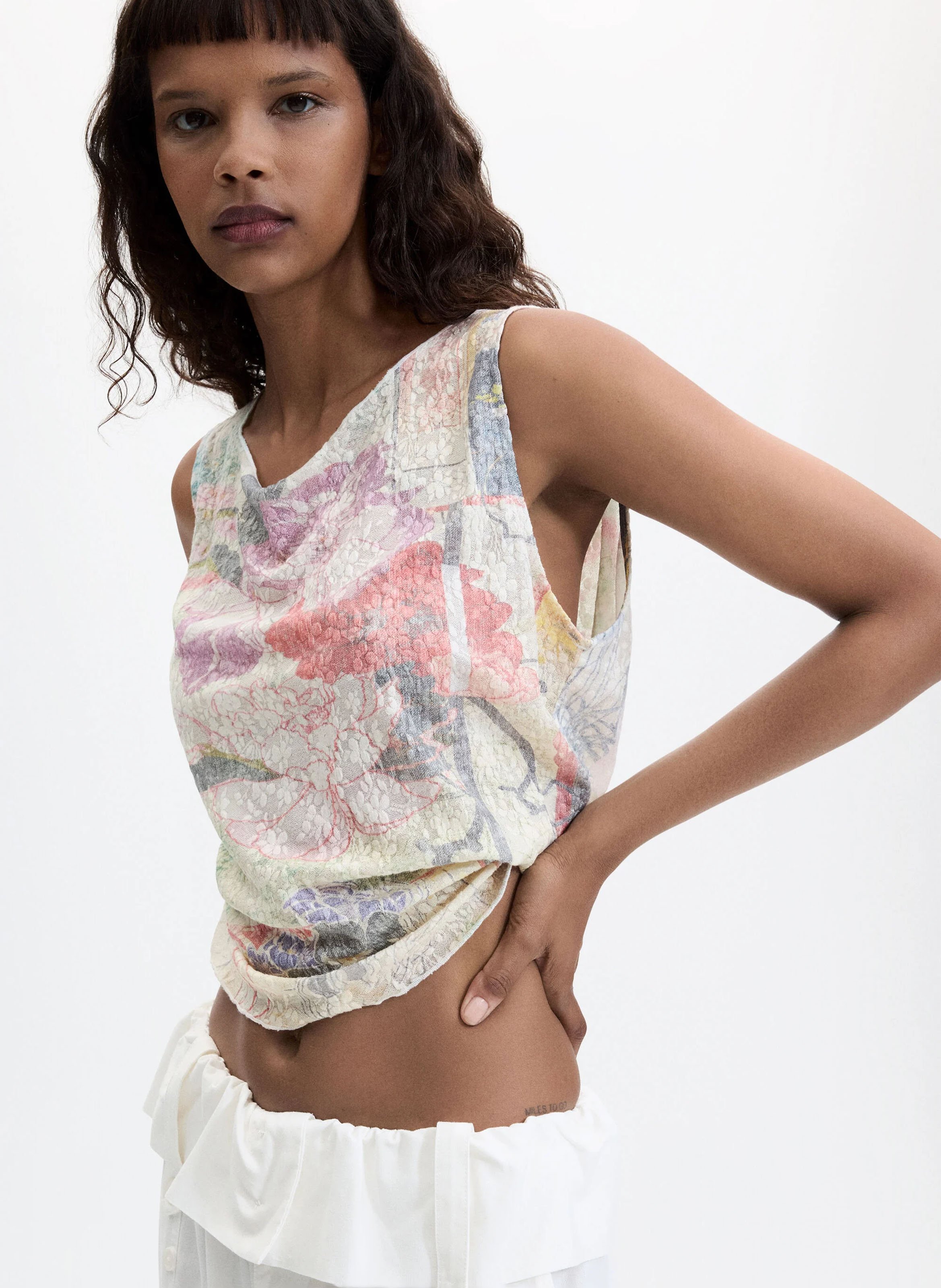 Top droit col rond imprimé DESIGUAL Multicolore