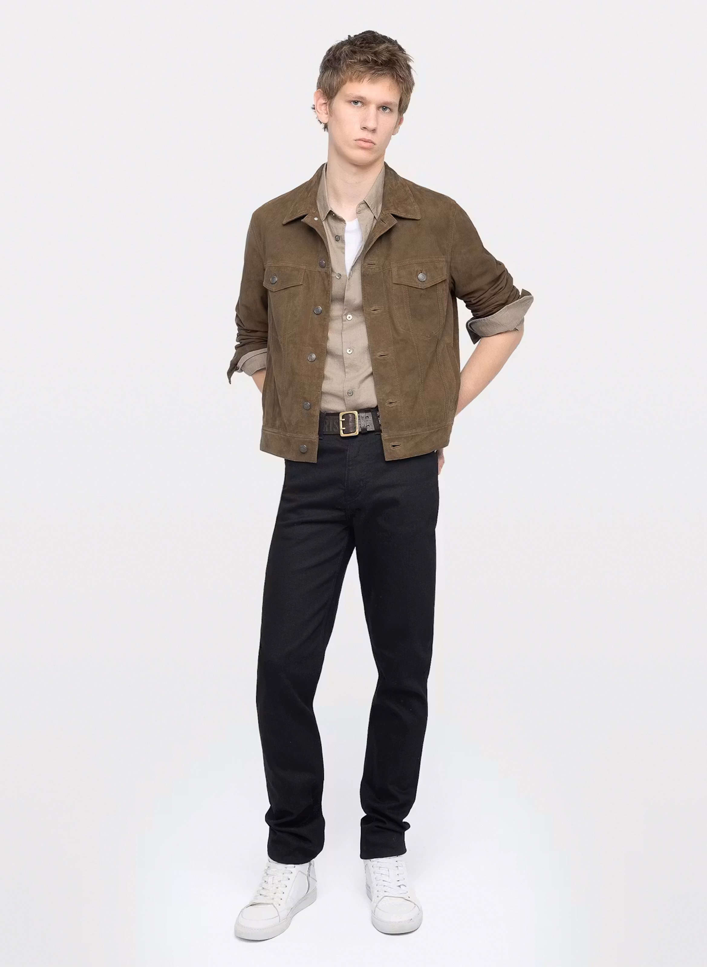 Veste droite boutonnée en suède ZADIG&VOLTAIRE Vert