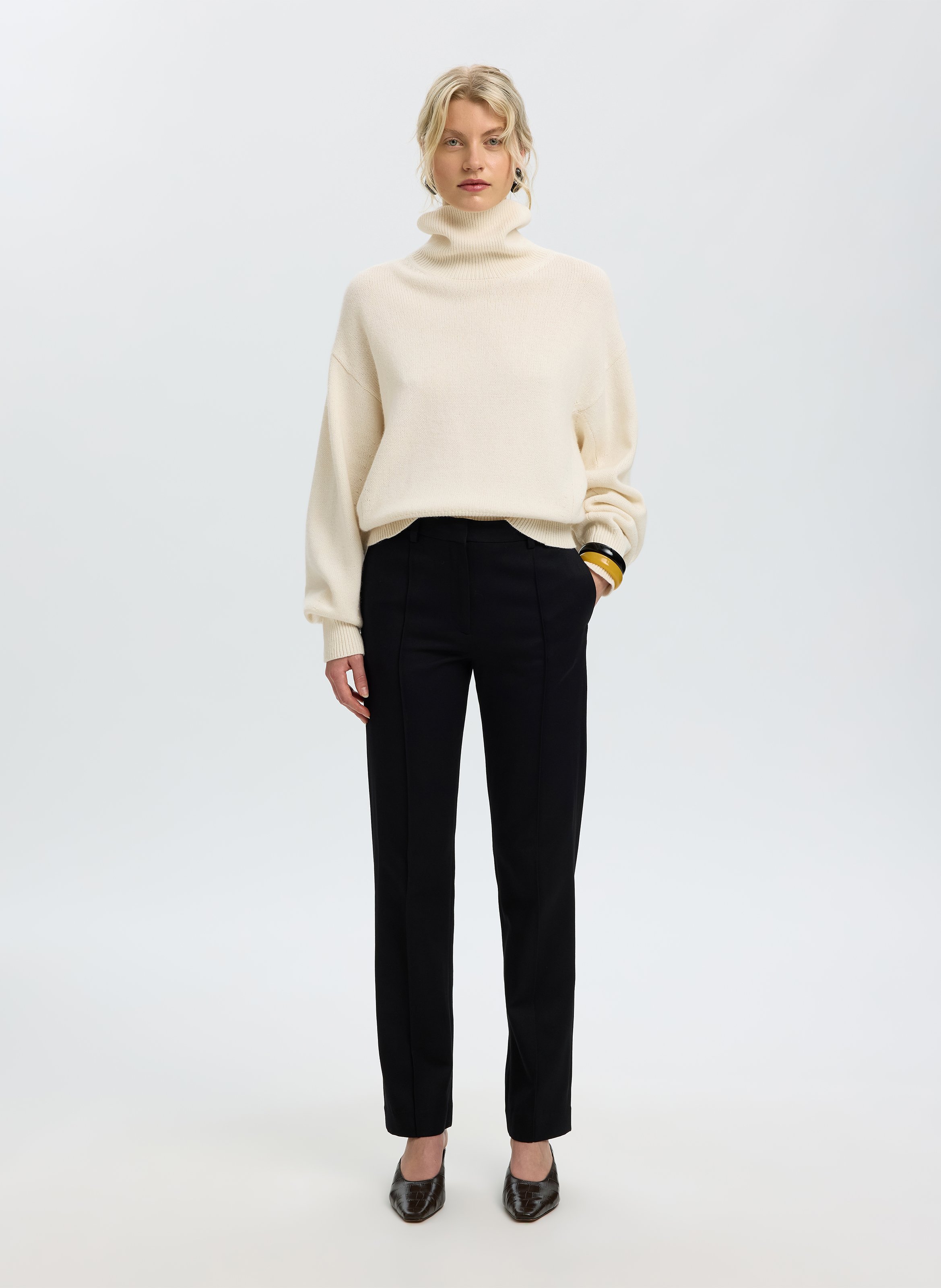 Pull oversize en laine et coton bio | Beige SELECTED Femme