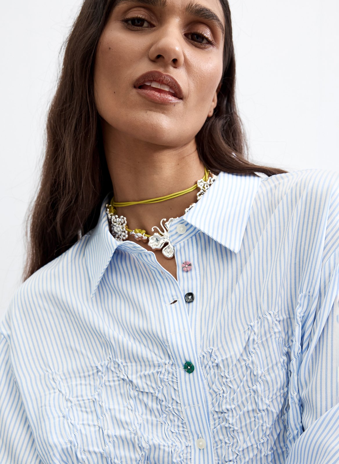 Striped straight shirt DESIGUAL Blue