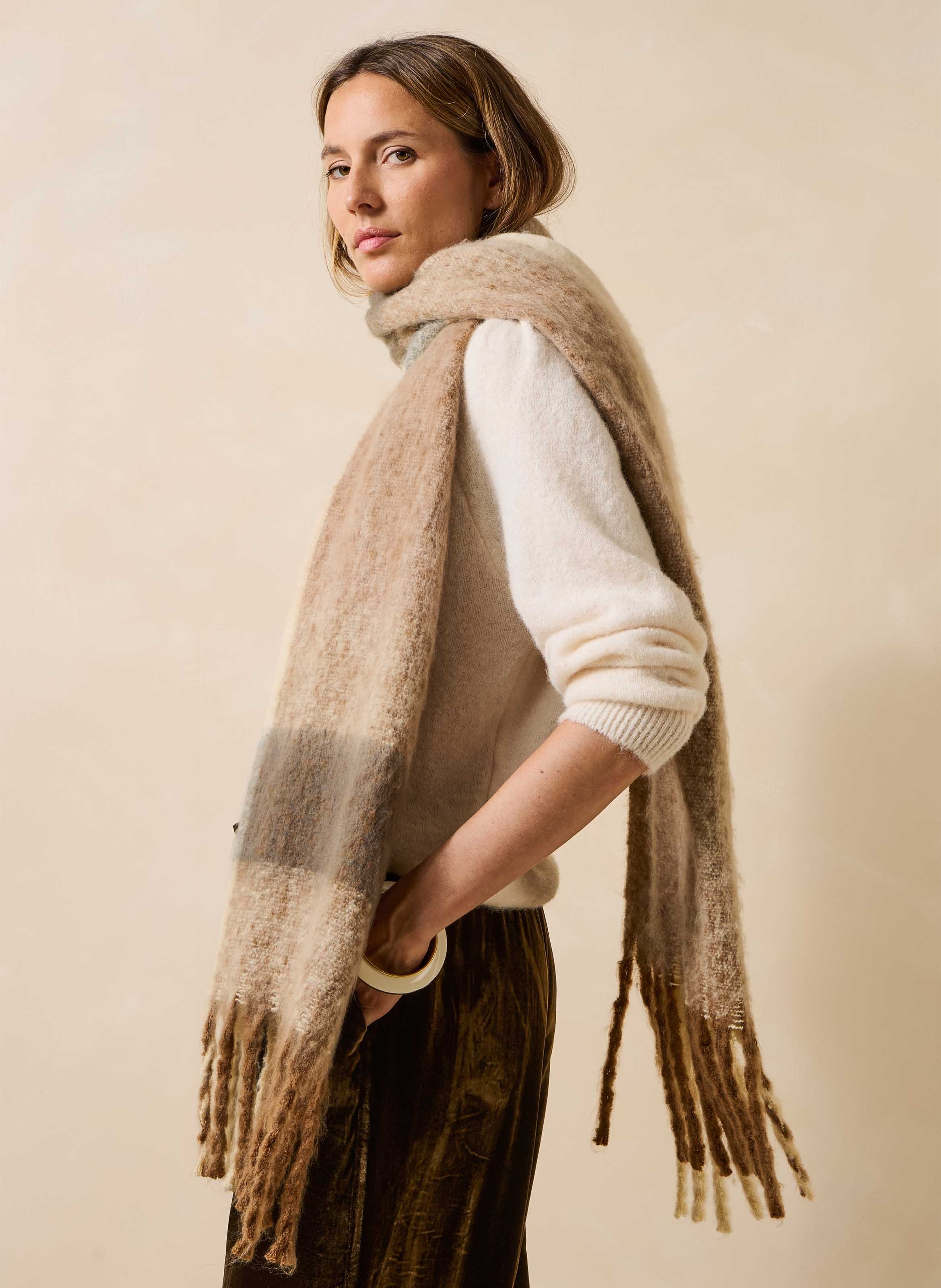 Checked scarf LA FEE MARABOUTEE Brown