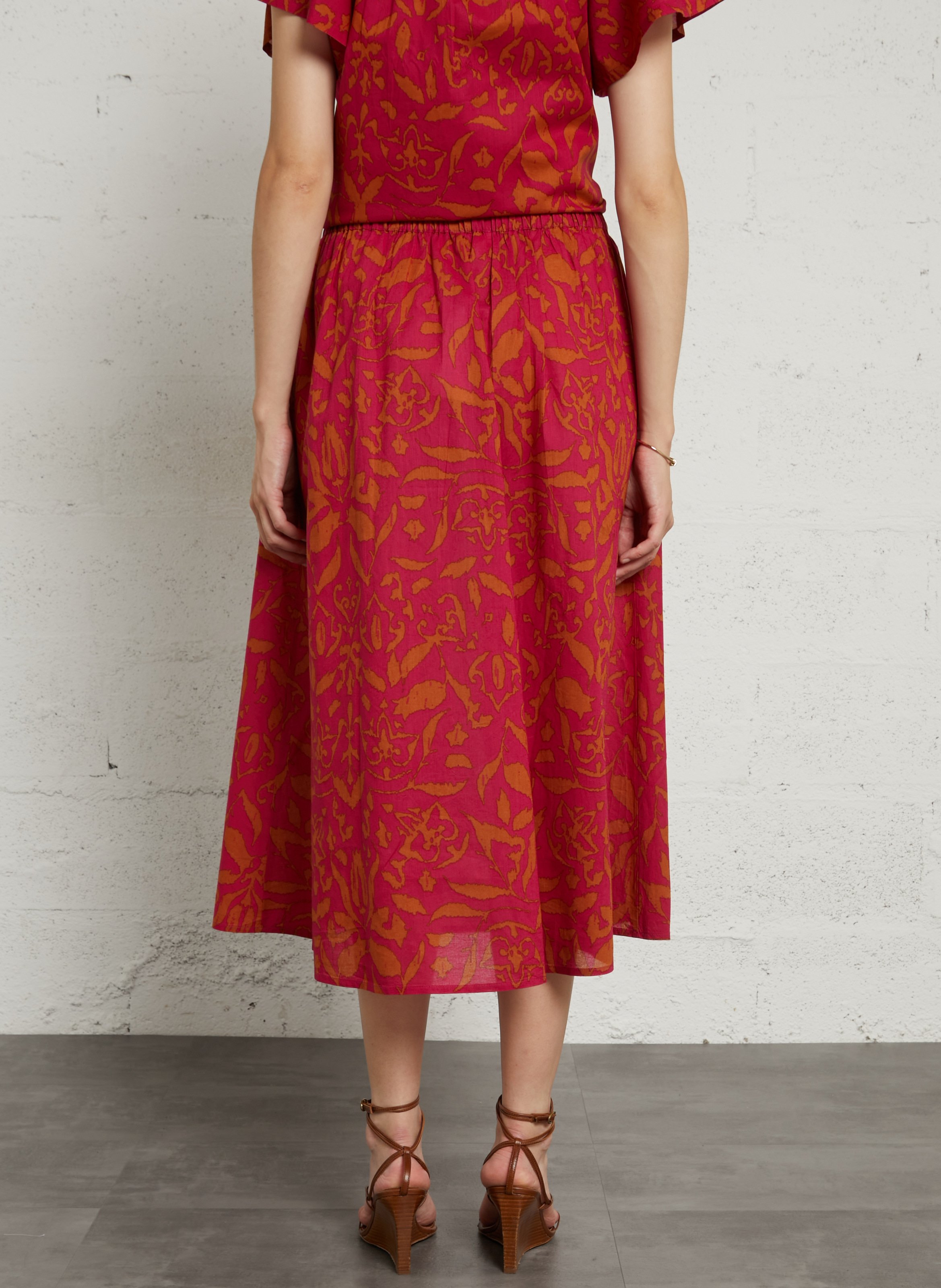 Printed flared cotton skirt MAISON 123 Pink