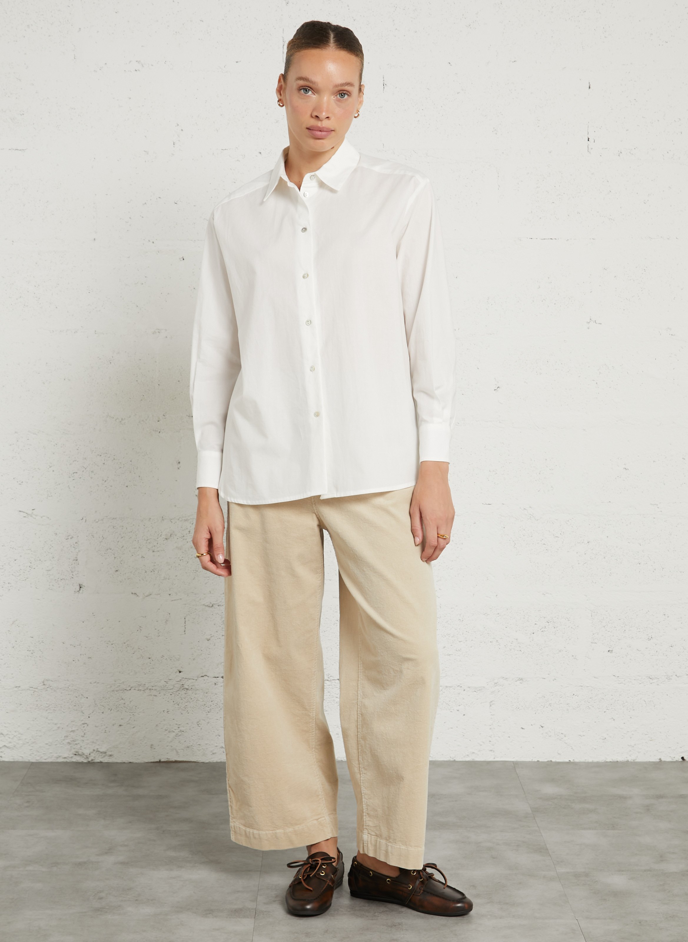 Straight-cut cotton shirt with classic collar JC SOPHIE White