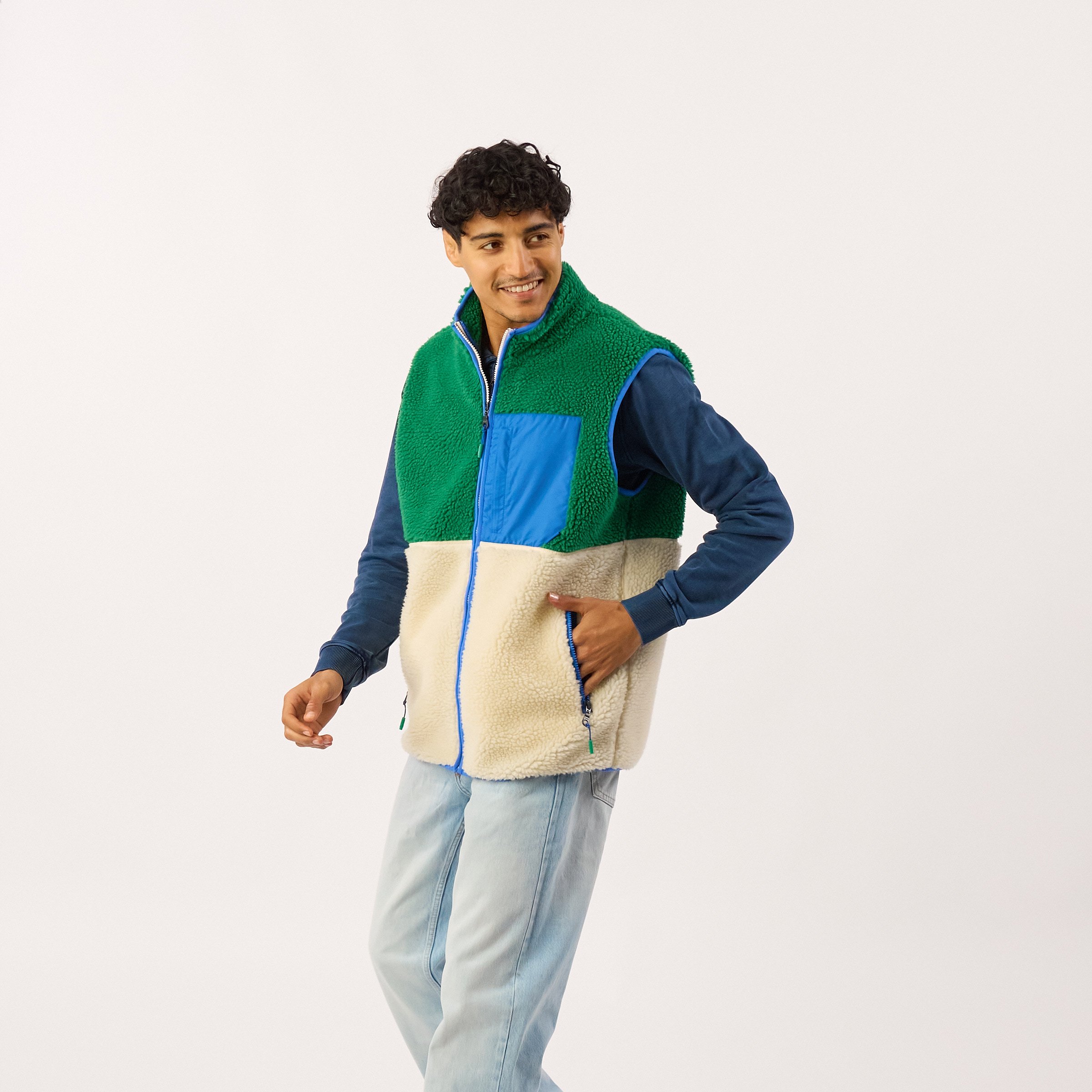 Sleeveless Sherpa Zip-Up Vest | Beige BILLYBELT Men