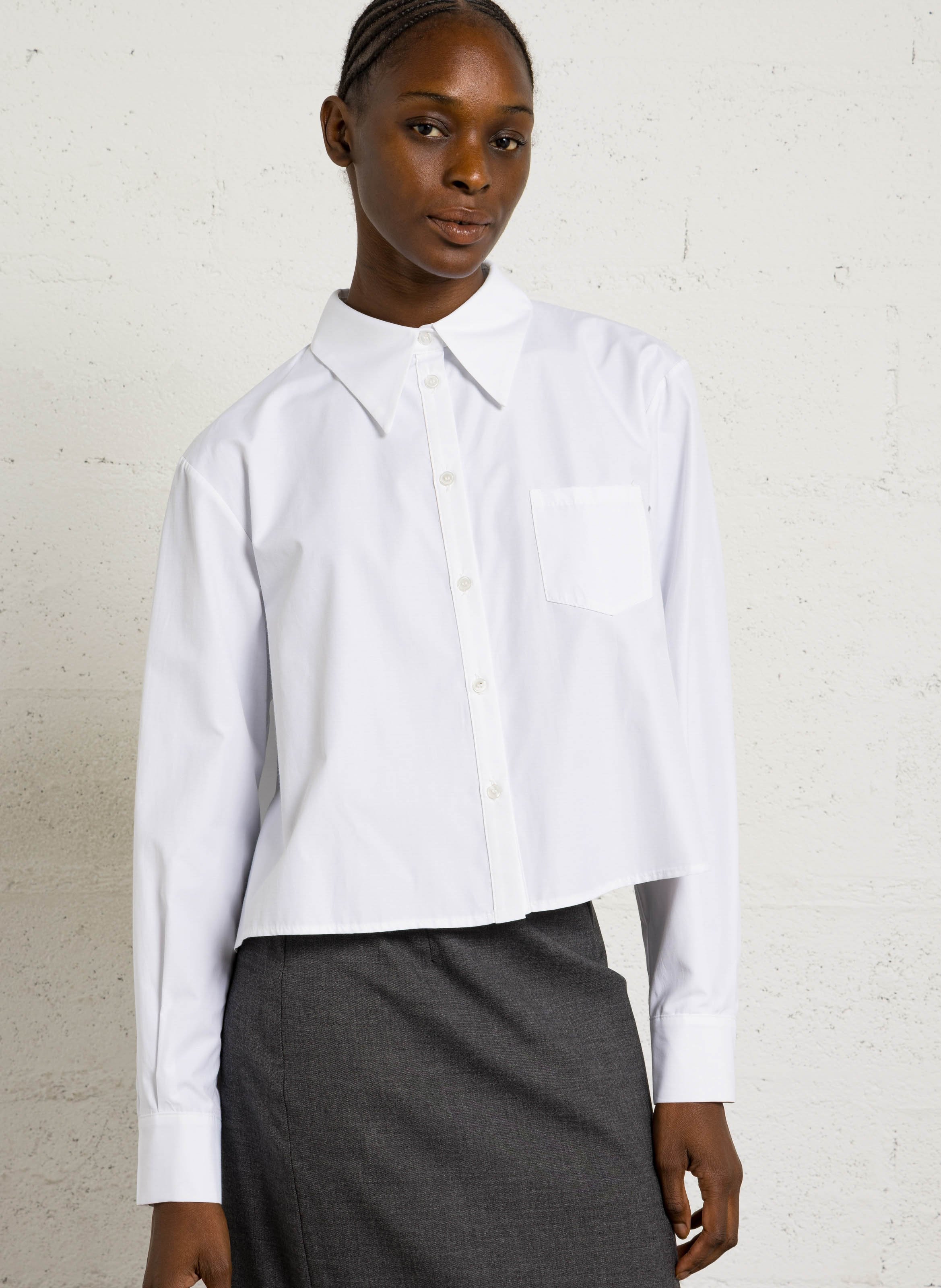 Weite kurze Bluse mit langen Ärmeln IMPERIAL Weiss