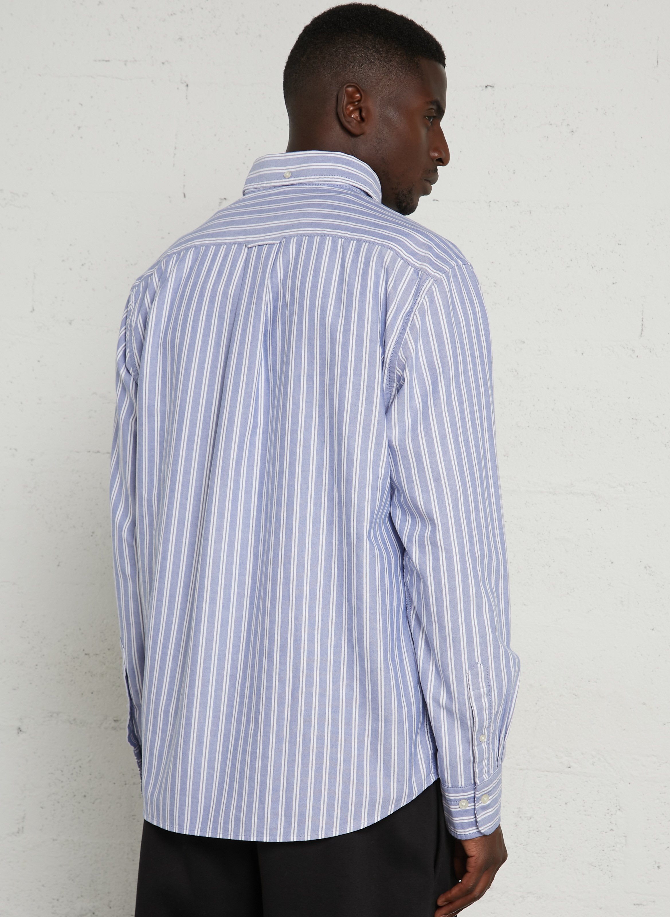 Gestreiftes Baumwollhemd mit Button-down-Kragen GANT Blau