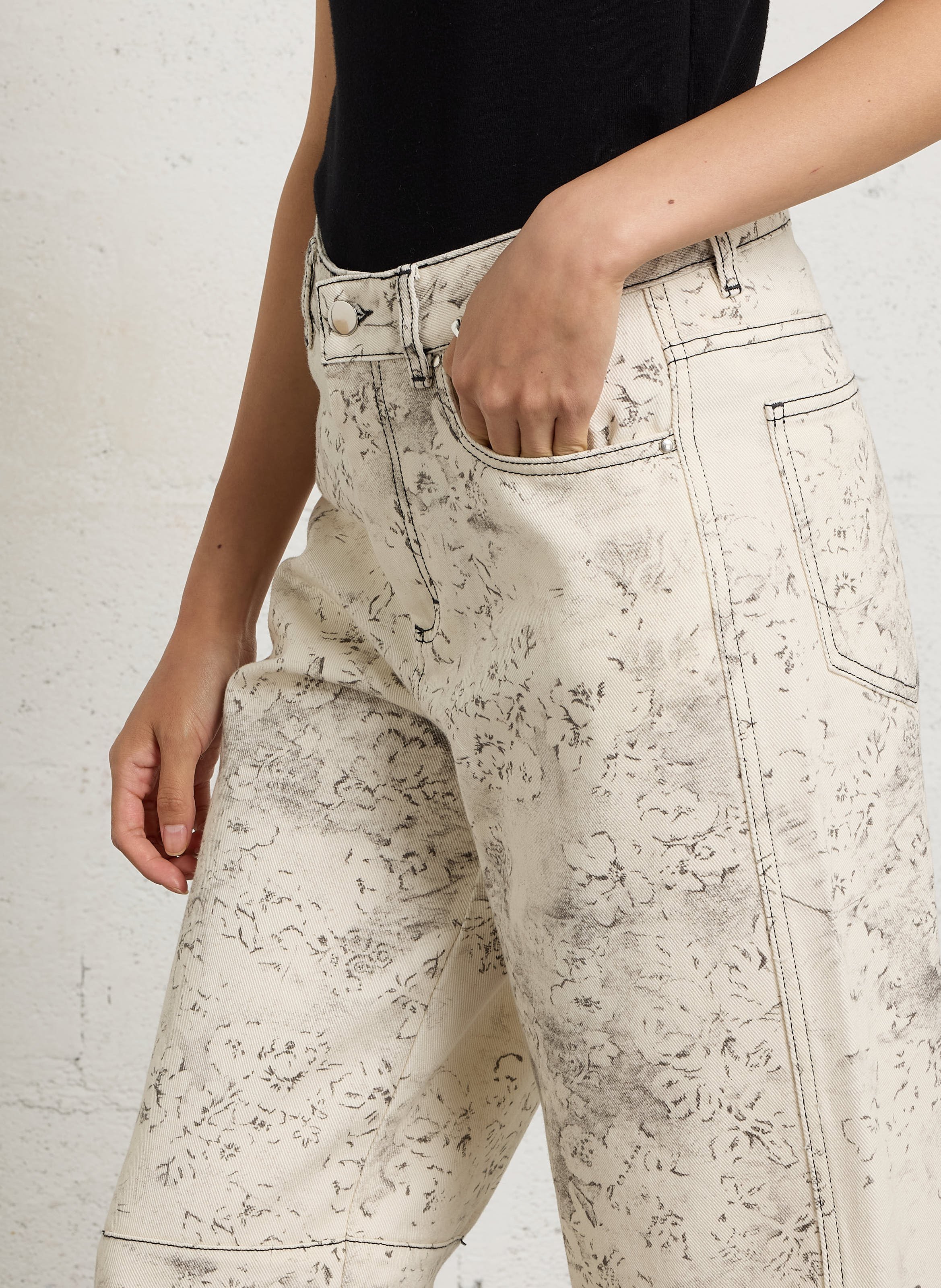 Straight-fit jeans met print HOD PARIS Beige