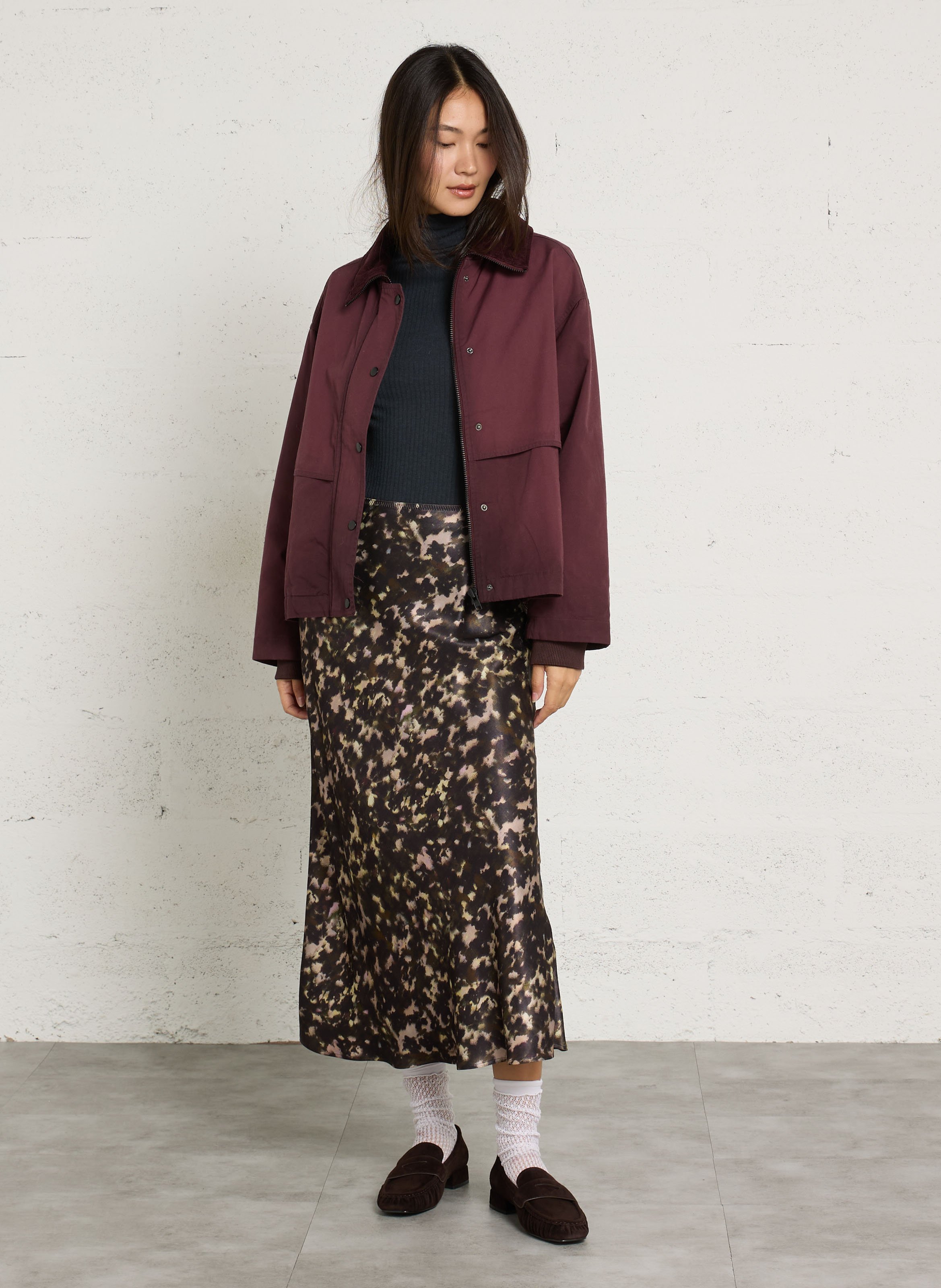 Weite Jacke mit geripptem Kragen aus Baumwolle BELLEROSE Rot